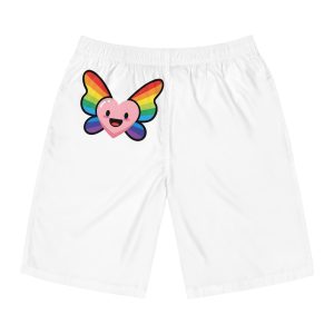 Happy Rainbow Heart Butterfly Mens Board Shorts Aop