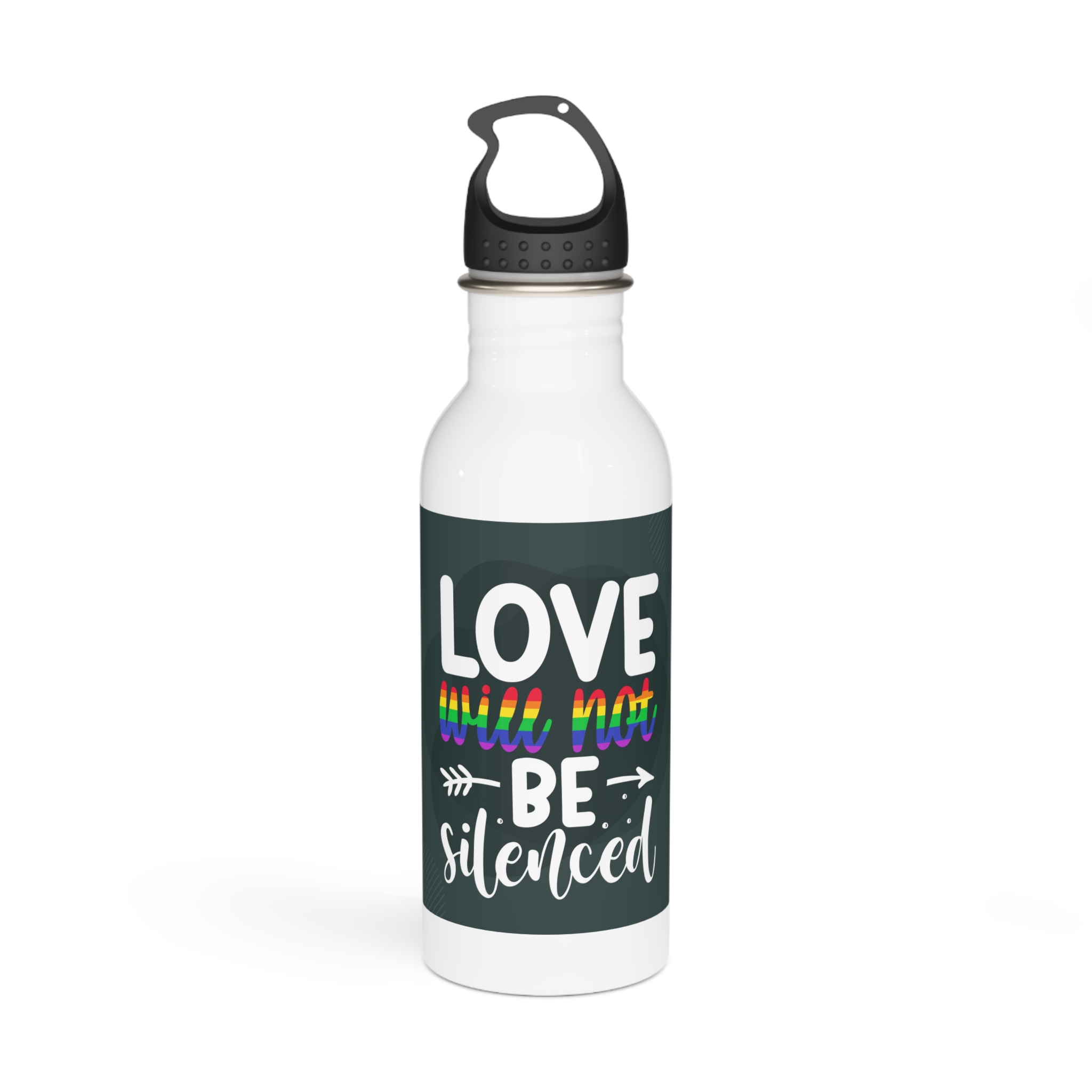 Love Will Be Silenced Premium Gay Pride Lettering Vector Design Stainless Steel Water Bottle