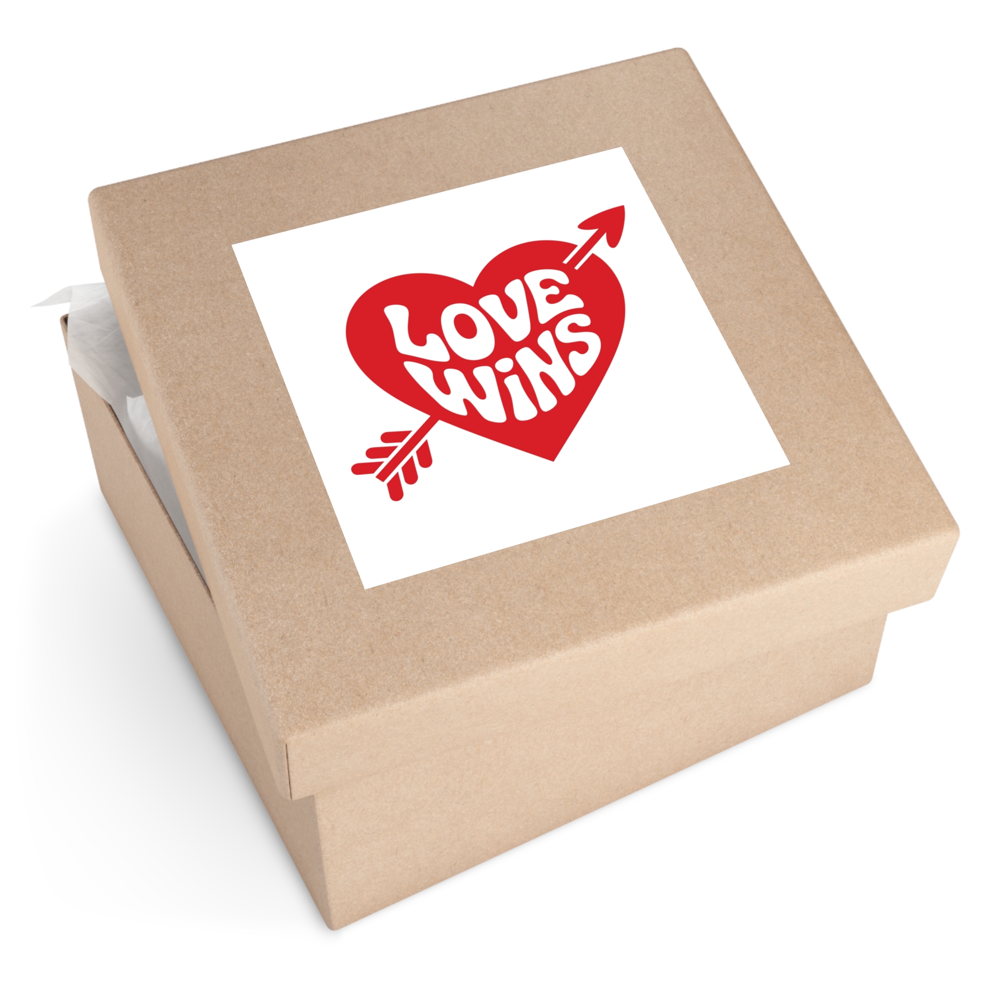 Love Wins Inscription Red Heart Pierced With Cupid39s Arrow Transparent Background Laminate Stickers Square - Image 51