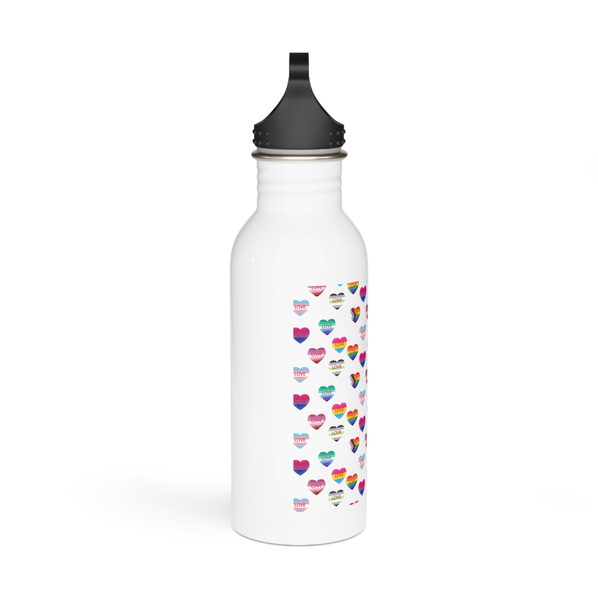 Background With Lgbt Flags Color Hearts Stainless Steel Water Bottle - Image 2