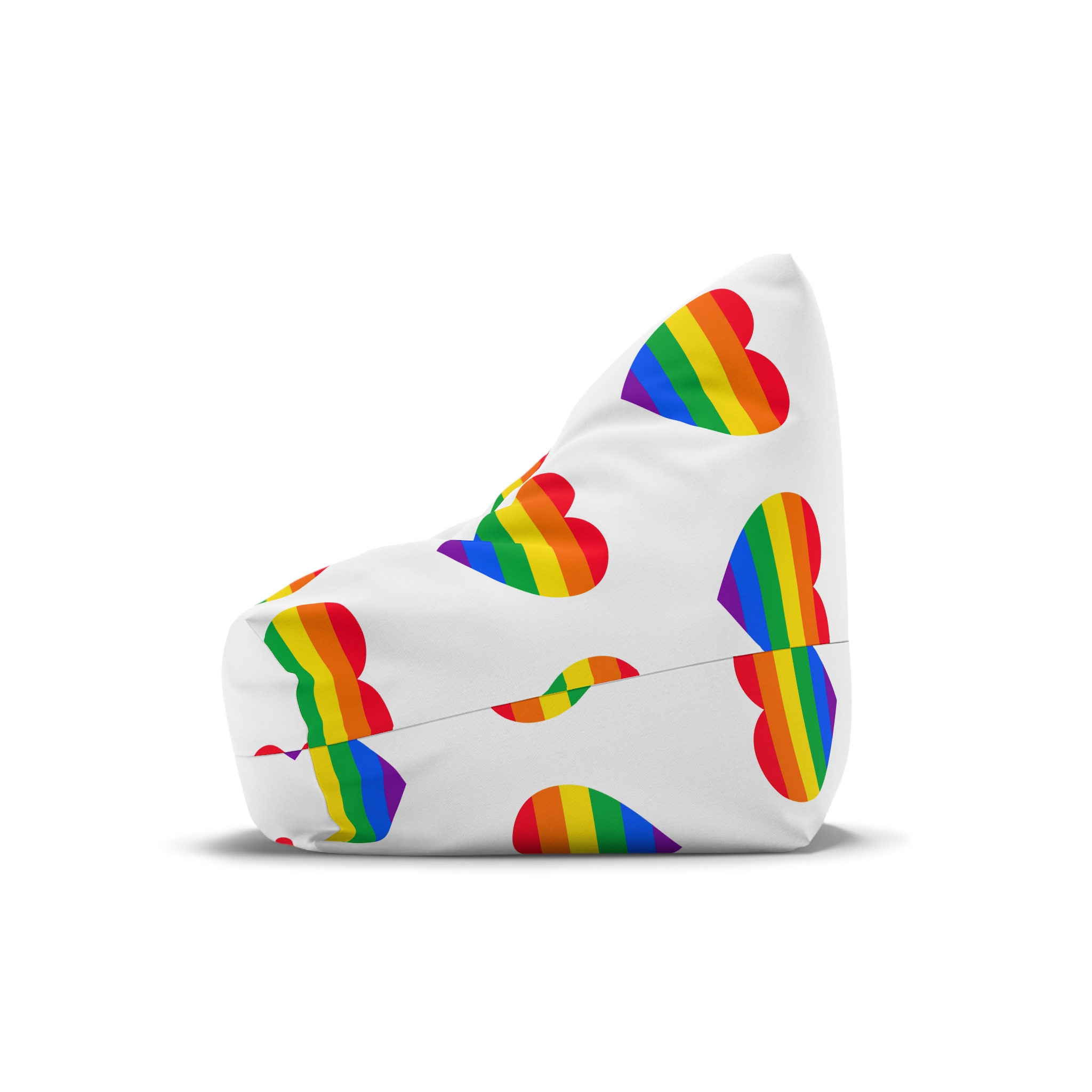 Gay Pride Flat Heart Shape Bean Bag Chair Cover - Image 4