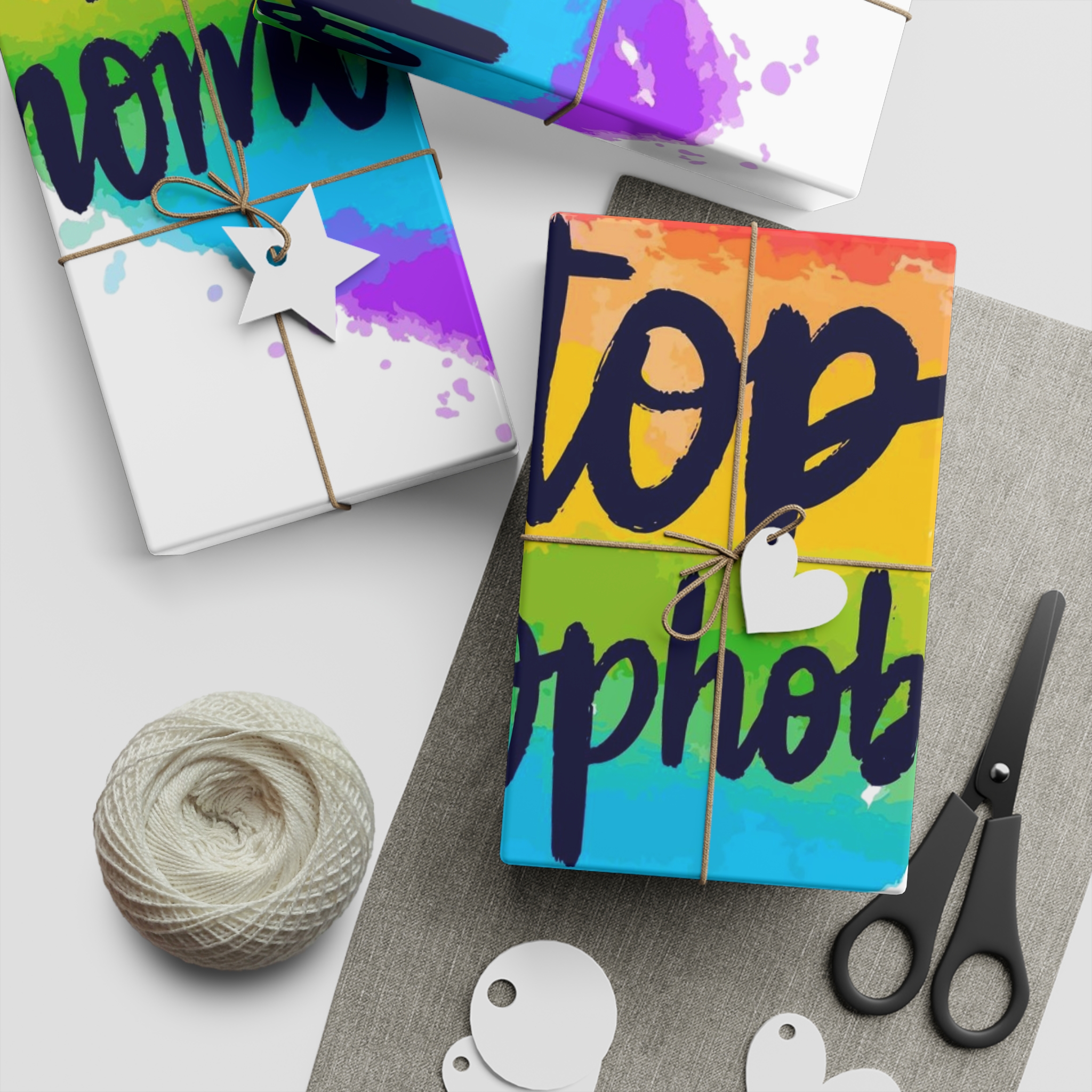 Watercolor Stop Homophobia Gift Wrapping Paper Sheets 1pc - Image 5