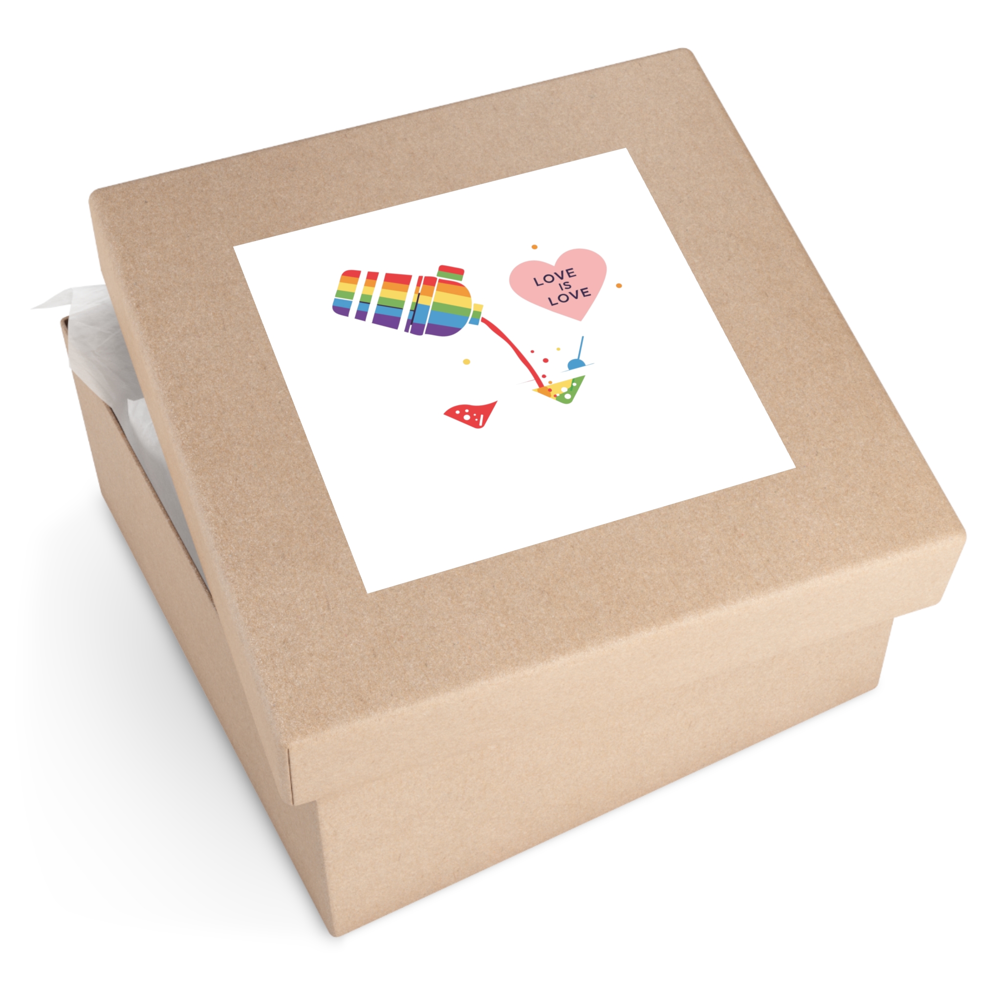 Rainbow Cocktail Shaker Pouring Drink With Heart Love Is Love Illustration Vector Laminate Stickers Square - Image 51