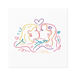 Lesbian Couple Kissing Clipart Gay Marriage Illustration Vector Laminate Stickers Square