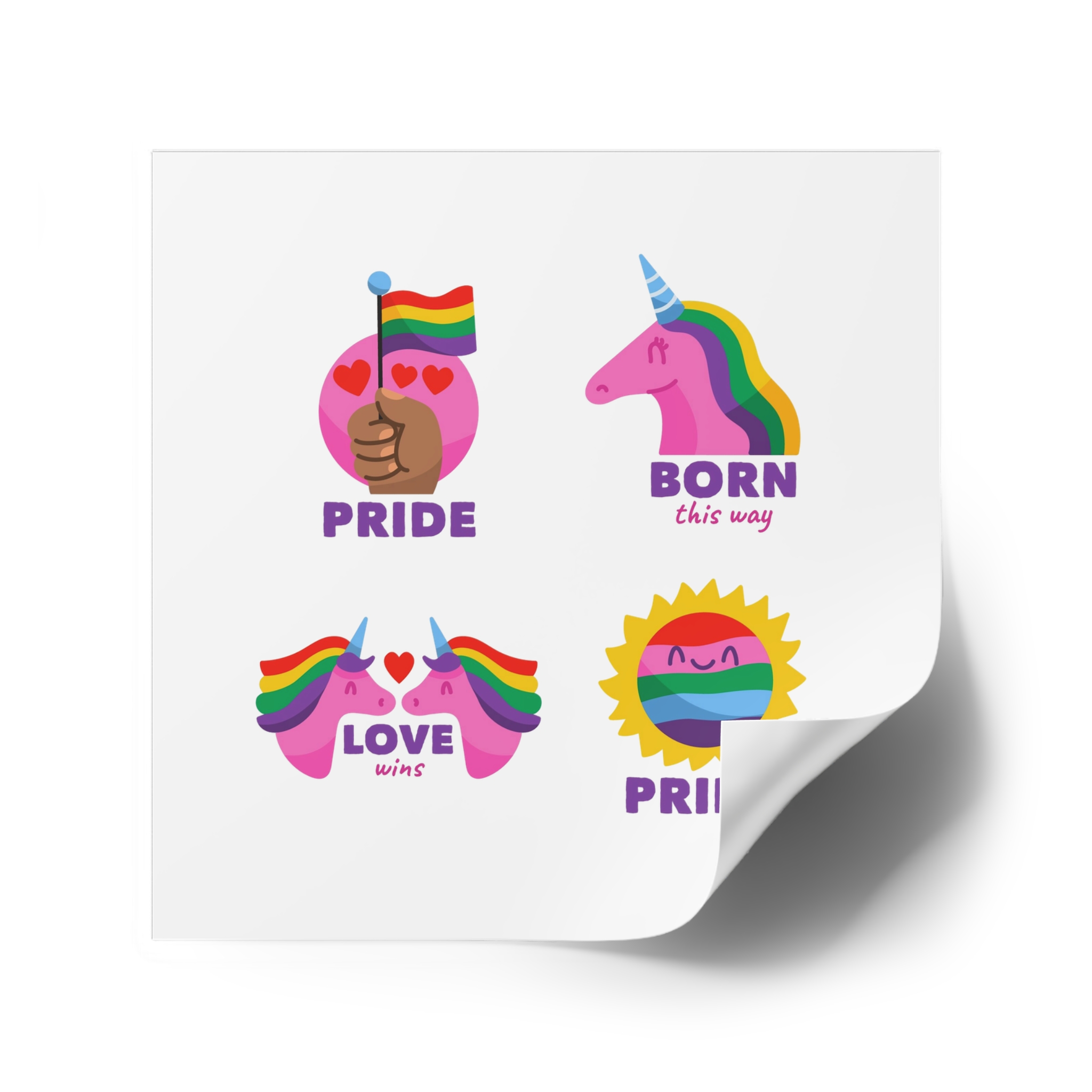 Illustrations Pride Day Badges Set Laminate Stickers Square - Image 74