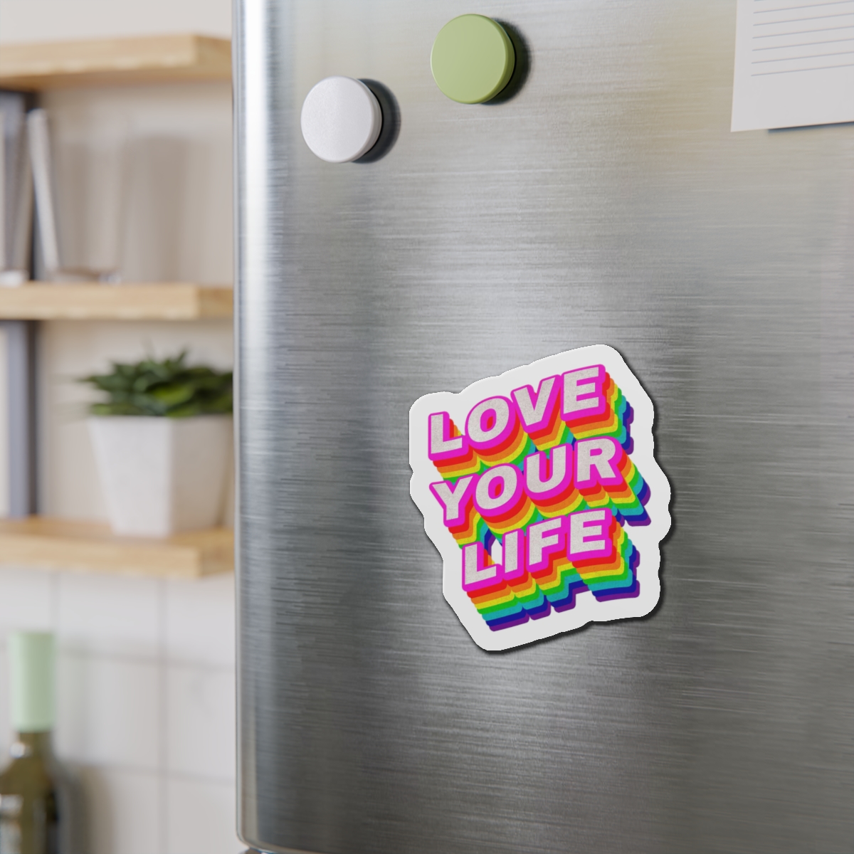 Rainbow Word Love Your Life Typography Design Element Die Cut Magnets - Image 12