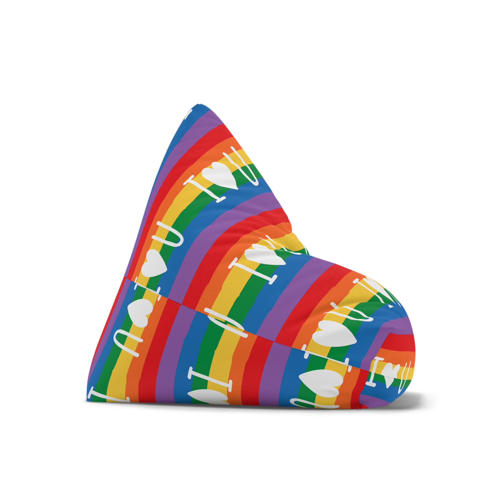 Vibrant Rainbow Flag With I Love You Heart Message Bean Bag Chair Cover - Image 7