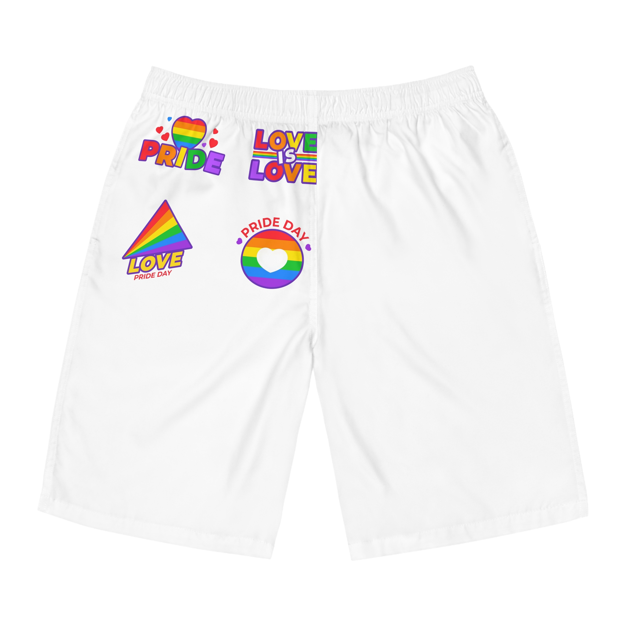 Illustrations Pride Day Badges Mens Board Shorts Aop