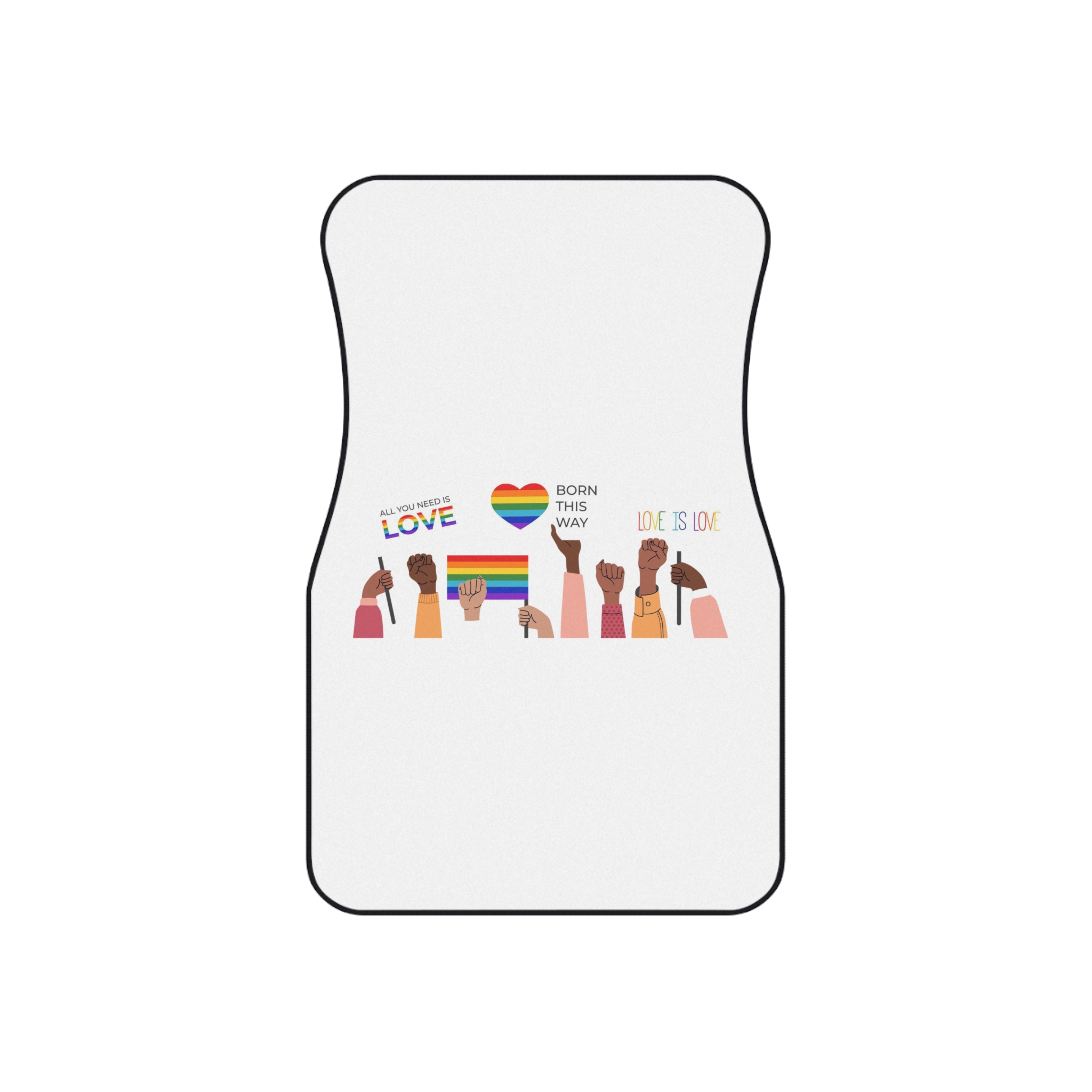 People Holding Lgbt Posters Symbols Signs Flags With Rainbows Pride Month Human Rights Love Is Love Car Mats Set Of 4 - Image 2