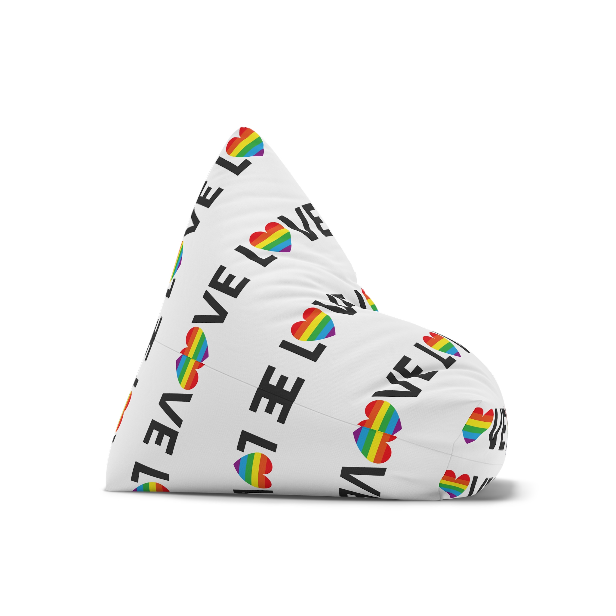 Vector Lgbt Rainbow Flag Love Heart Lettering Bean Bag Chair Cover - Image 7