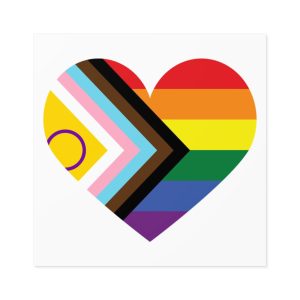 Heart With Rainbow Colored Heart Laminate Stickers Square
