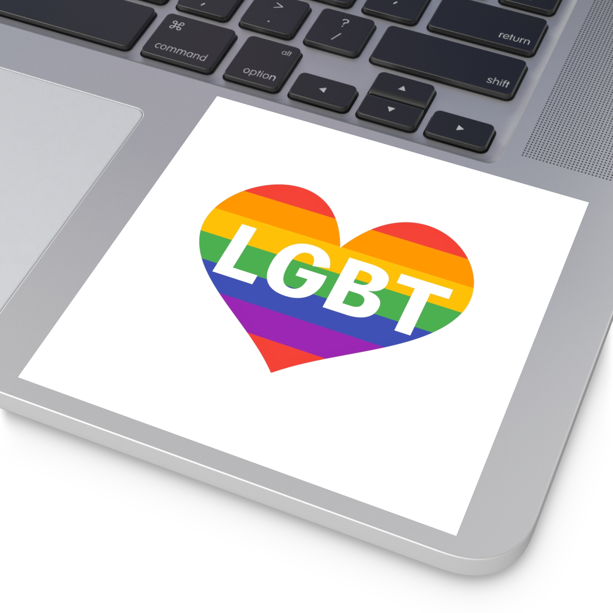 Lgbt Rainbow Colors Heart Mark Lgbt Letters Laminate Stickers Square - Image 39