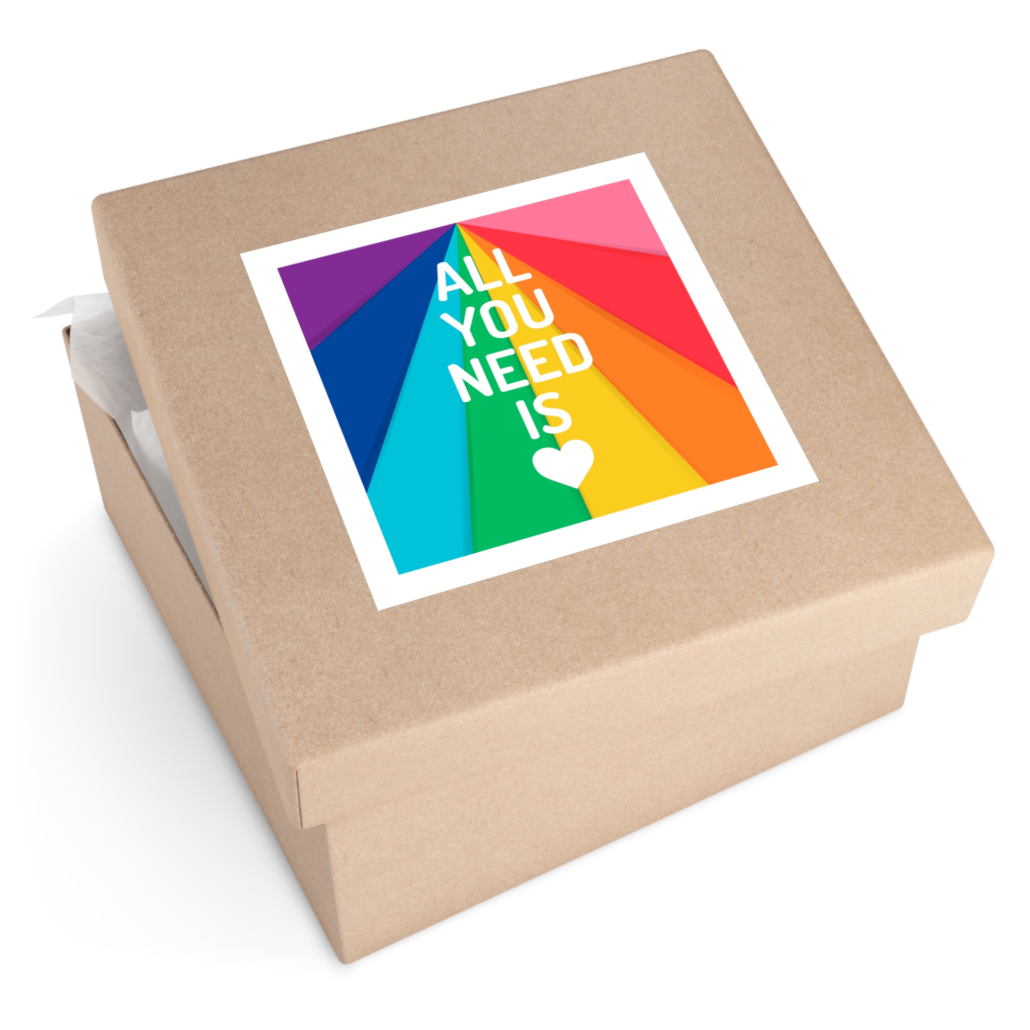 Rainbow Colored Background With All You Need Is Love Concept Pride Month Laminate Stickers Square - Image 79