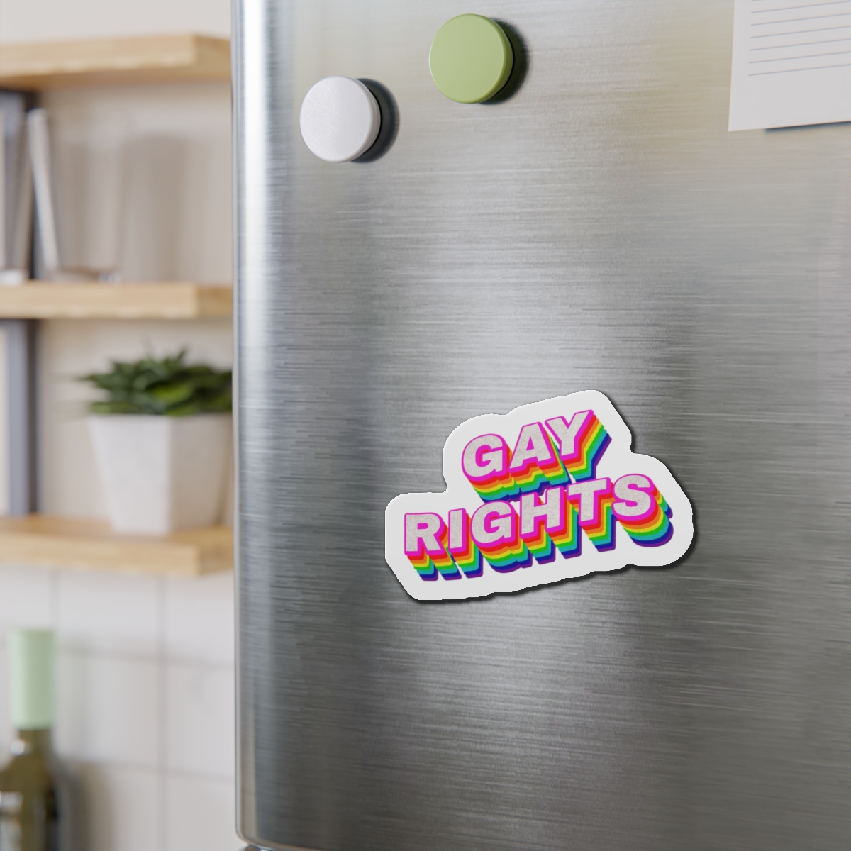 Rainbow Word Gay Rights Typography Design Element Die Cut Magnets - Image 12
