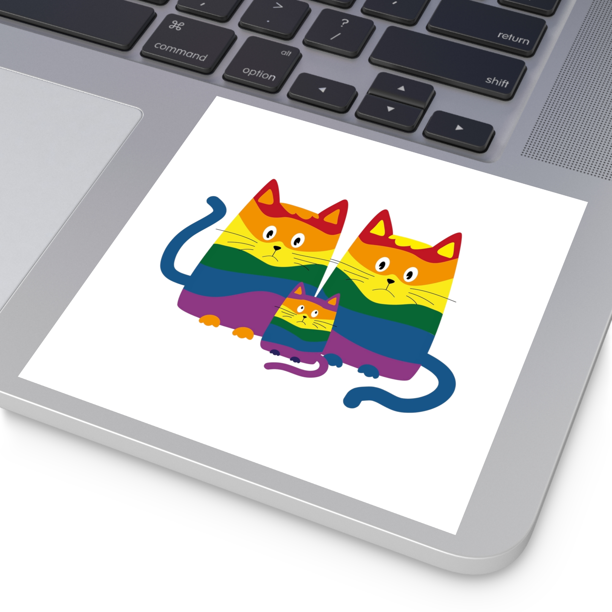 Lgbt Cats Samesex Love Like Everyone Else Cute Cartoon Cats Vector Copyspace Laminate Stickers Square - Image 43