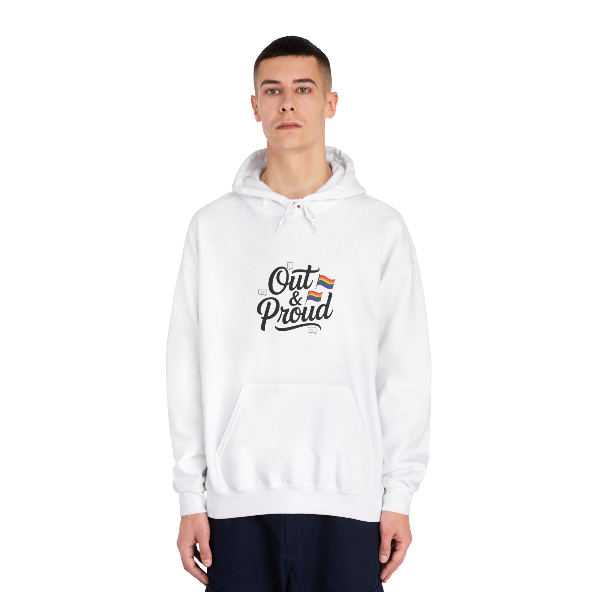 Out Proud T Shirt Design Isolated White Background(1) Unisex Dryblend Hooded Sweatshirt - Image 3