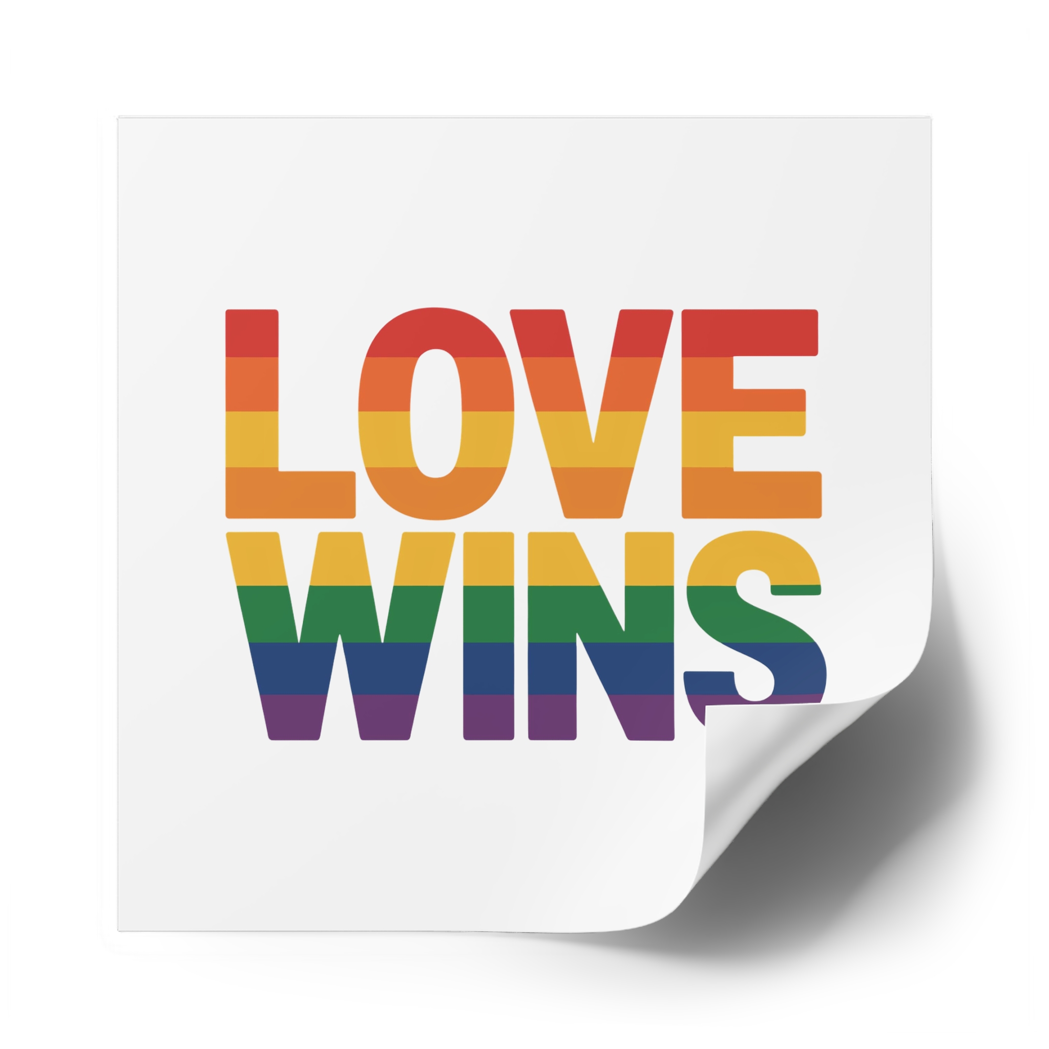 Love Wins Rainbow Pride Message Laminate Stickers Square - Image 78