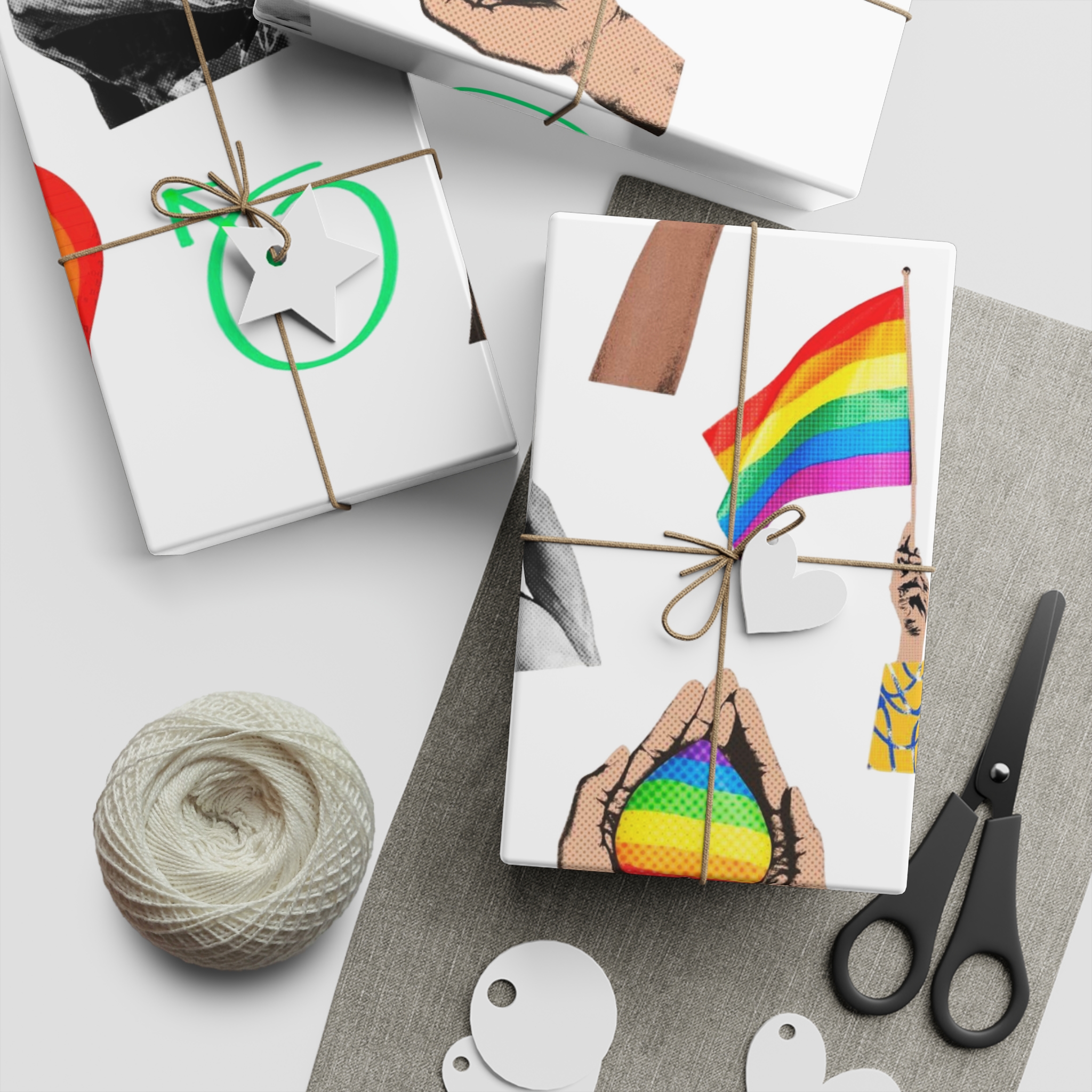 Gay Pride Sticker Rainbow Elements Set Vector Gift Wrapping Paper Sheets 1pc - Image 5