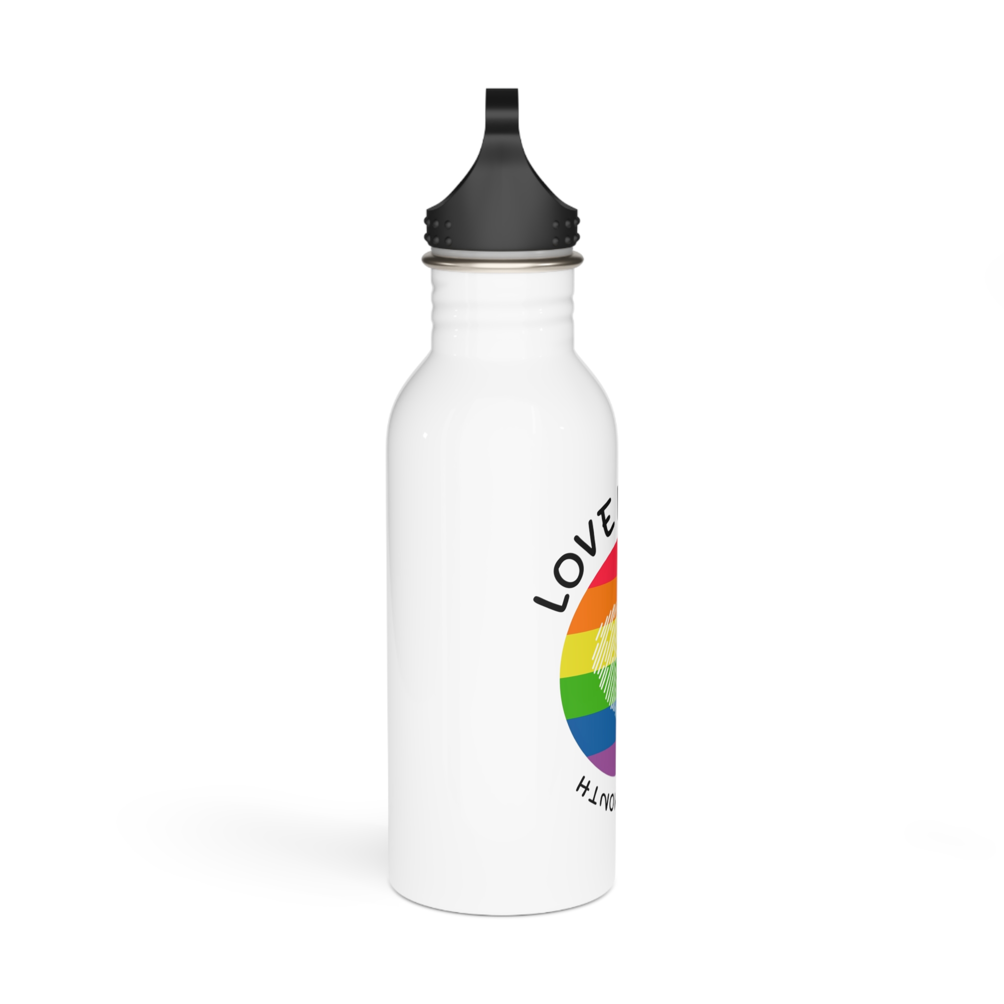 Lgbt Pride Month Love Is Love Lgbtq Symbol With Lgbt Pride Round Rainbow Flag With Heart Gay Pride Stainless Steel Water Bottle - Image 2