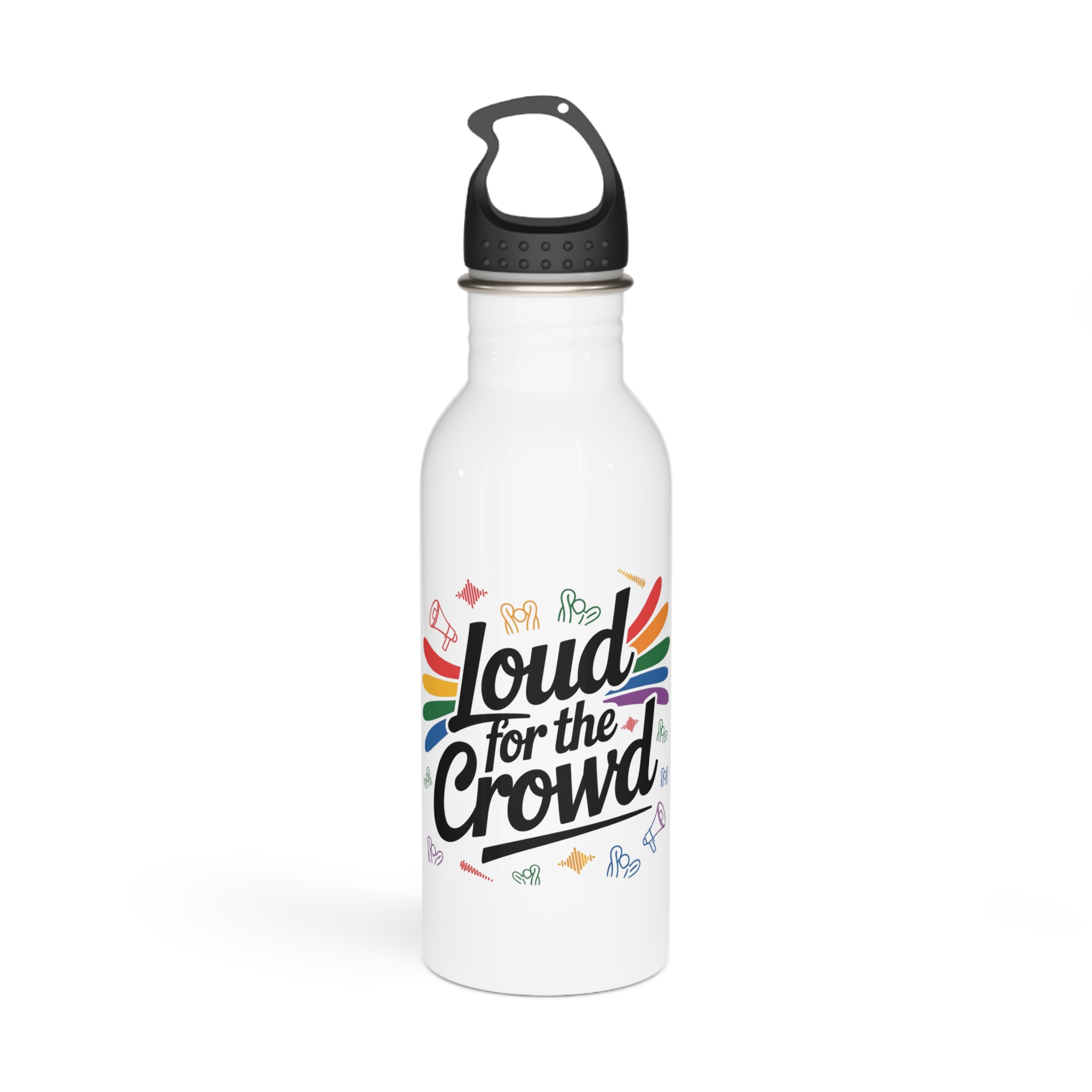 Loud Crowd T Shirt Design Isolated White Background 2 Stainless Steel Water Bottle