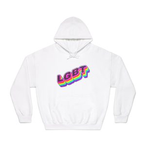 Png Word Lgbt Rainbow Typography Unisex Dryblend Hooded Sweatshirt