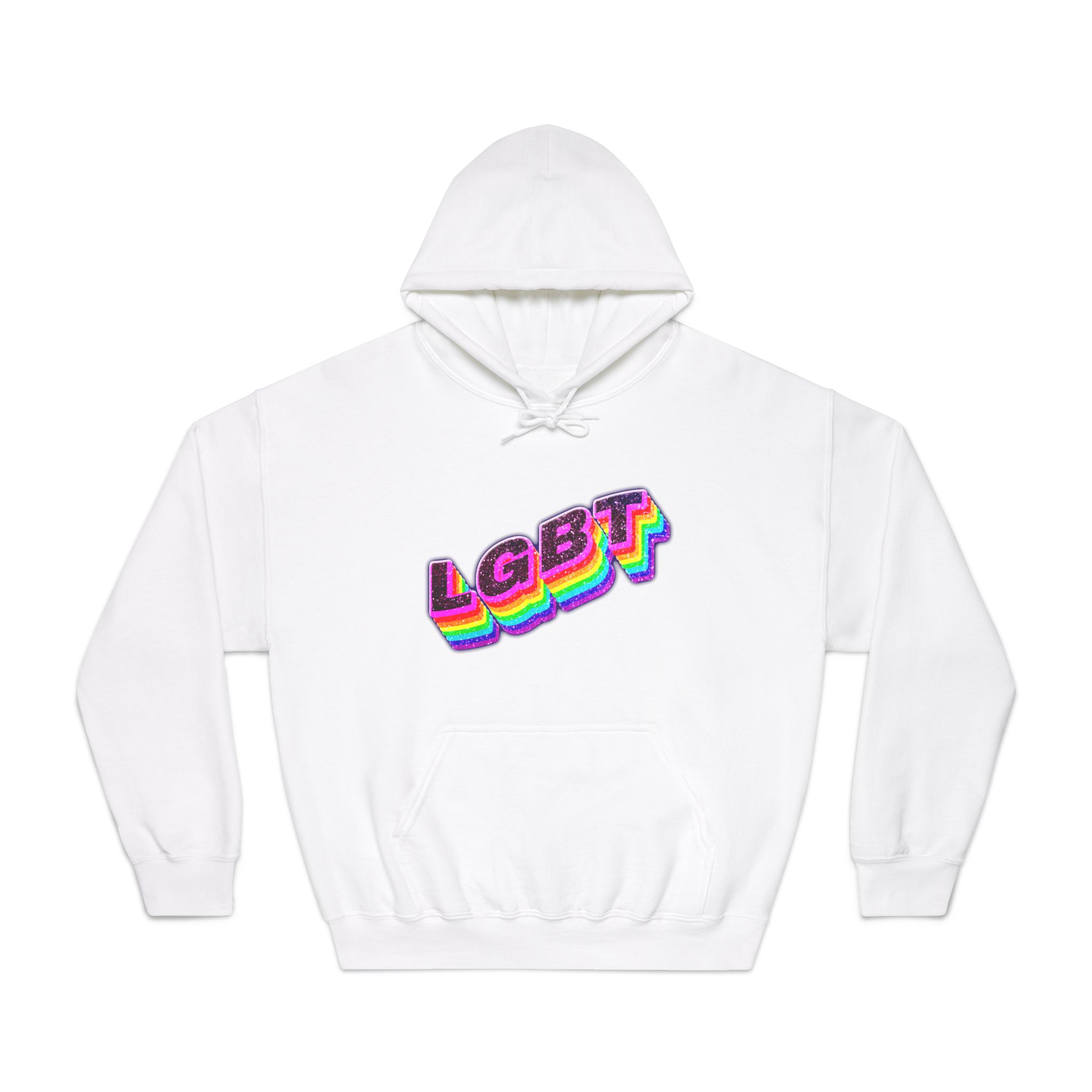 Png Word Lgbt Rainbow Typography Unisex Dryblend Hooded Sweatshirt