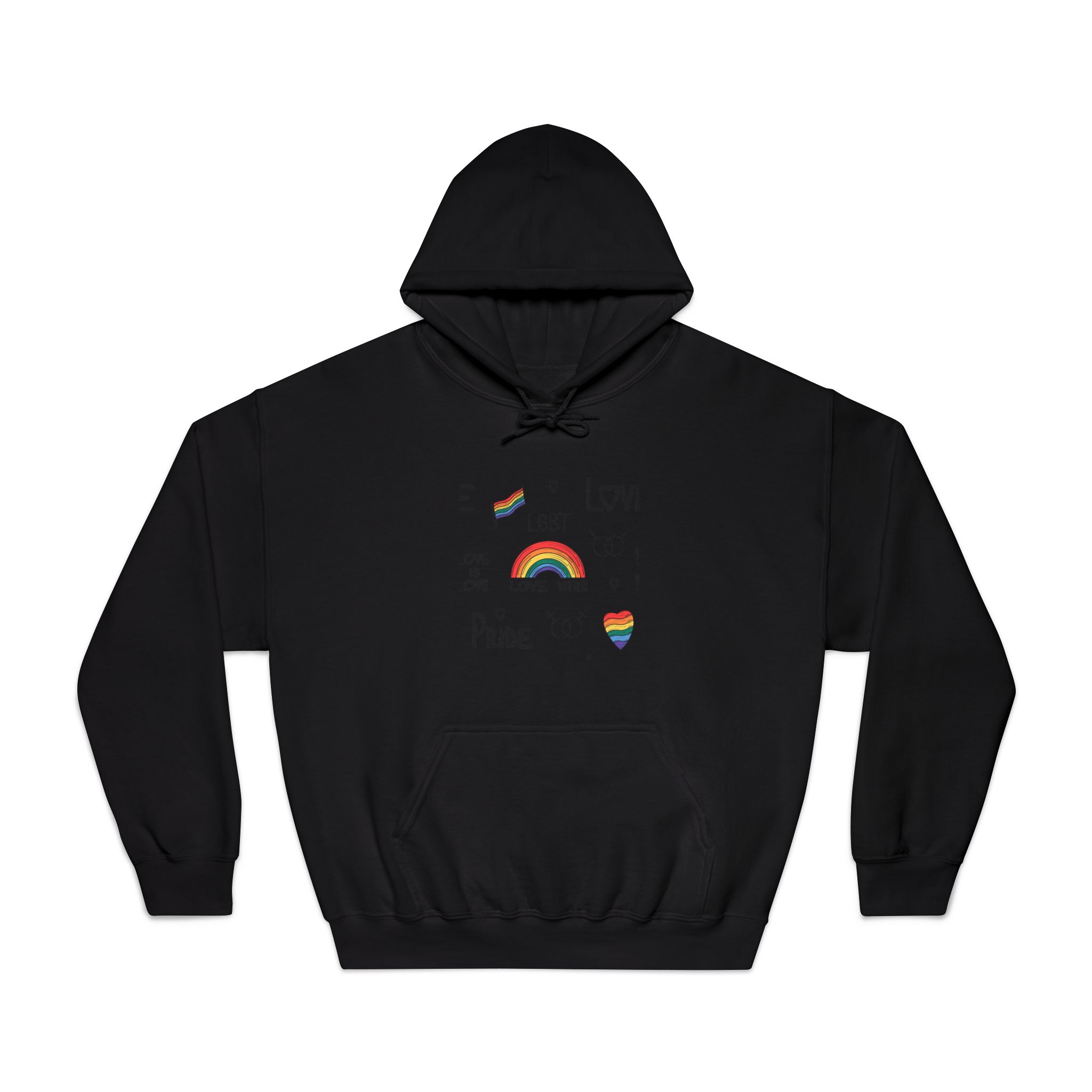 Lgbtq Pride Seamless Illustration Rainbow Hearts Love Symbols Unisex Dryblend Hooded Sweatshirt - Image 9