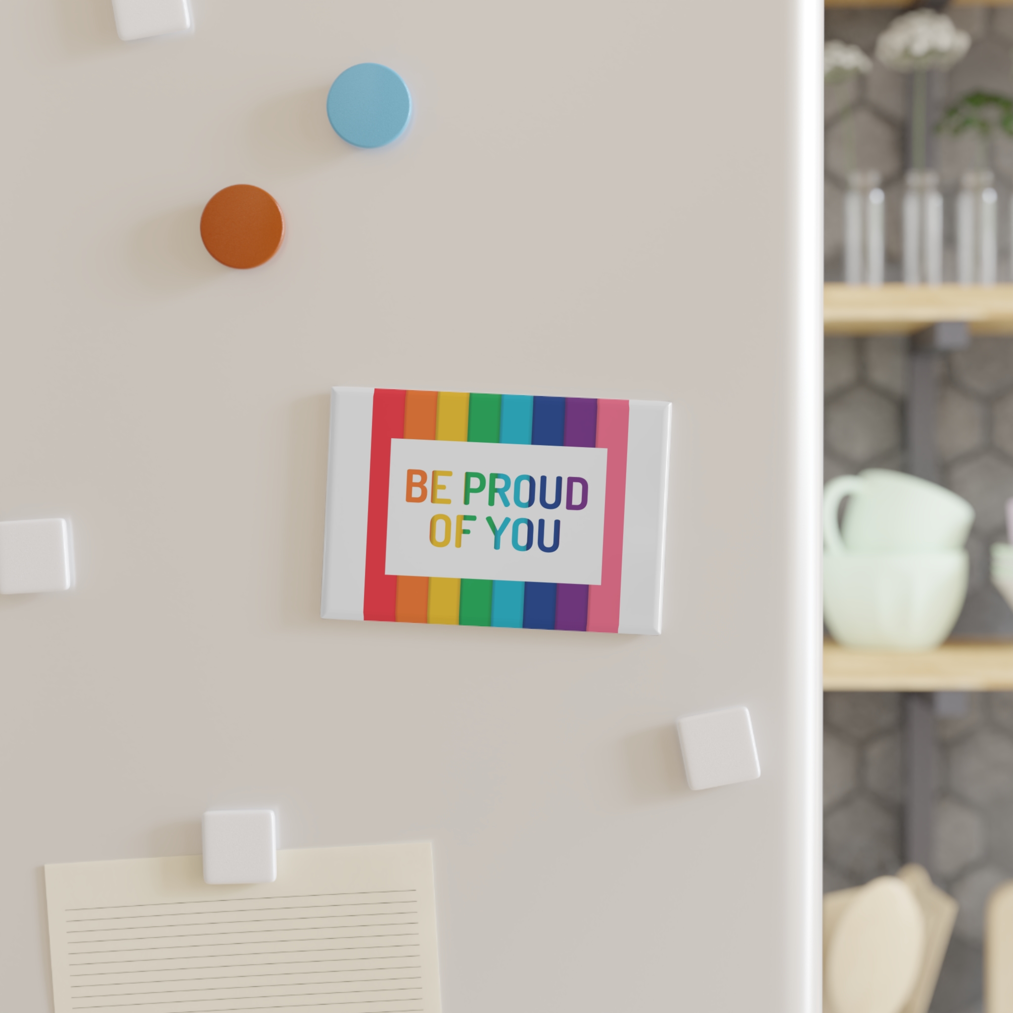 Rainbow Colored Background With Be Proud You Concept Pride Month Button Magnet Rectangle 1 And 10 Pcs - Image 7