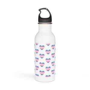 Vector Seamless Pattern Trans Lgbt Flag Heart Stainless Steel Water Bottle
