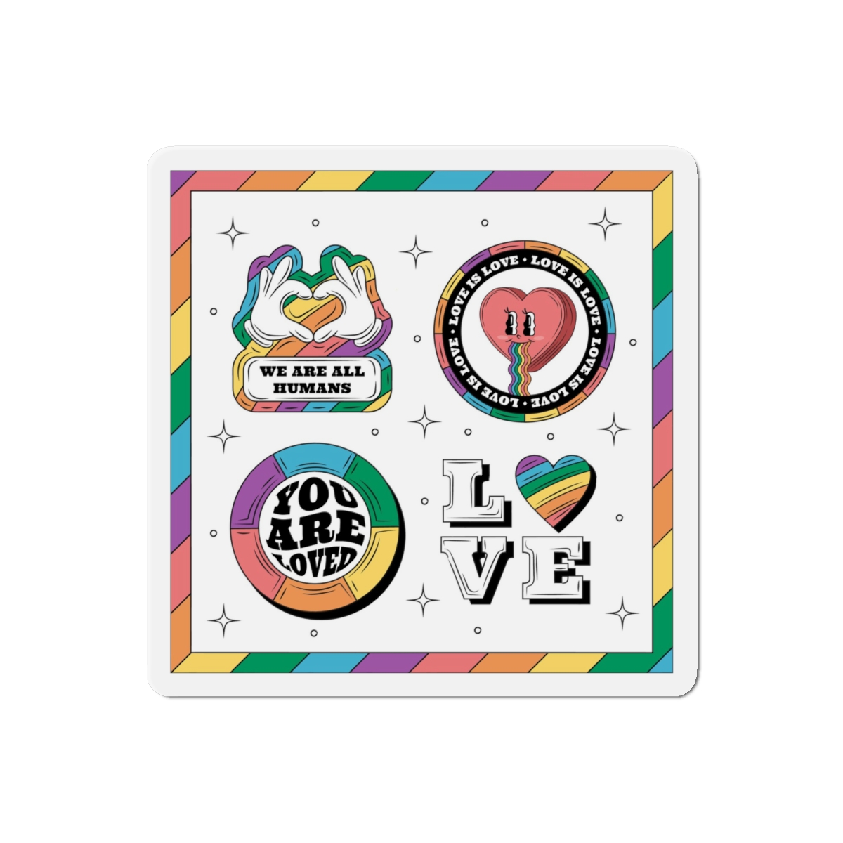 Hand Drawn Labels Collection Pride Month Celebration Die Cut Magnets - Image 13
