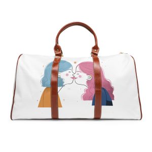 Hand Drawn Affectionate Lesbian Kiss Waterproof Travel Bag