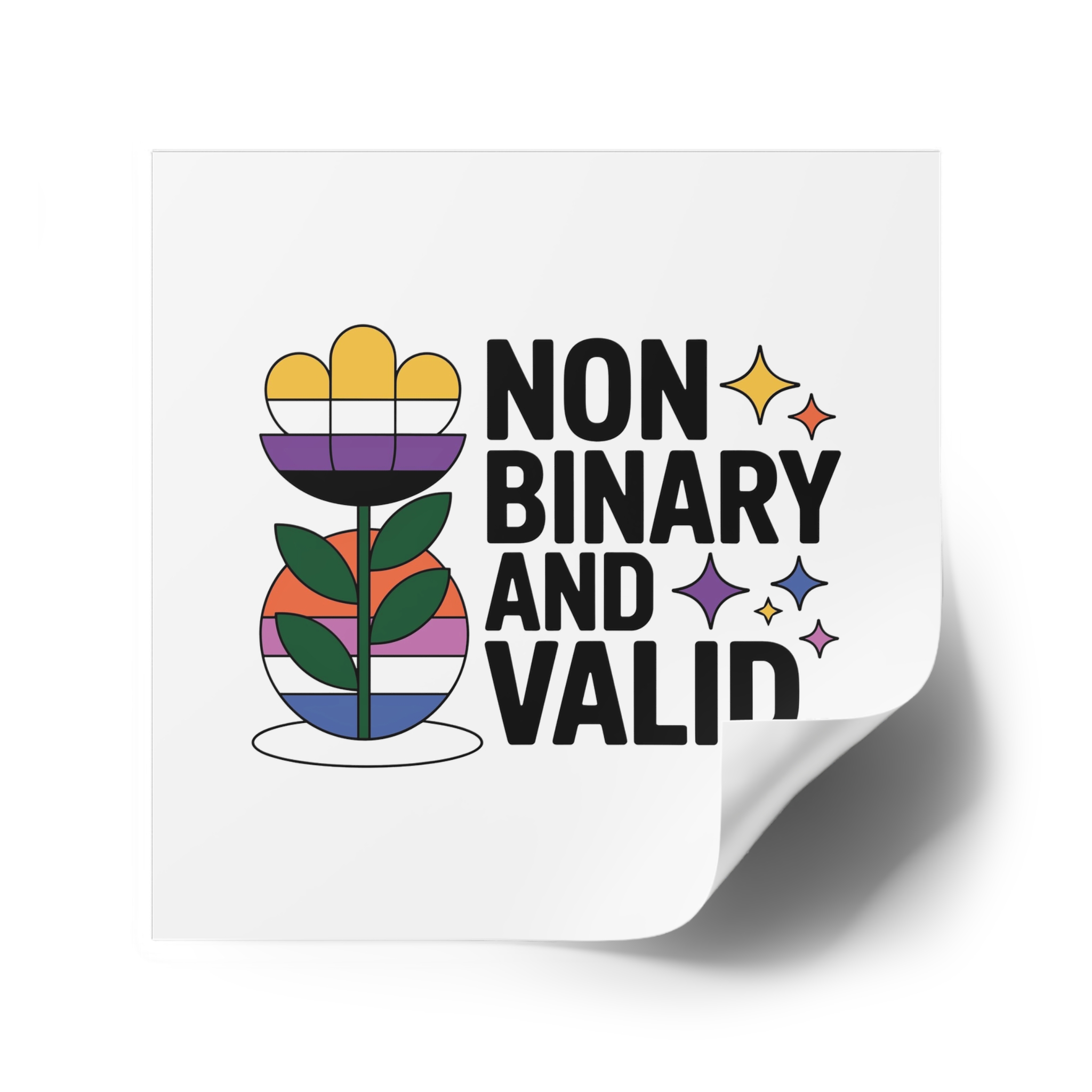 Non Binary Valid T Shirt Design Isolated White Background Laminate Stickers Square - Image 34