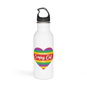 National Coming Out Day Rainbow Heart With Text Pride Lgbtq Stainless Steel Water Bottle