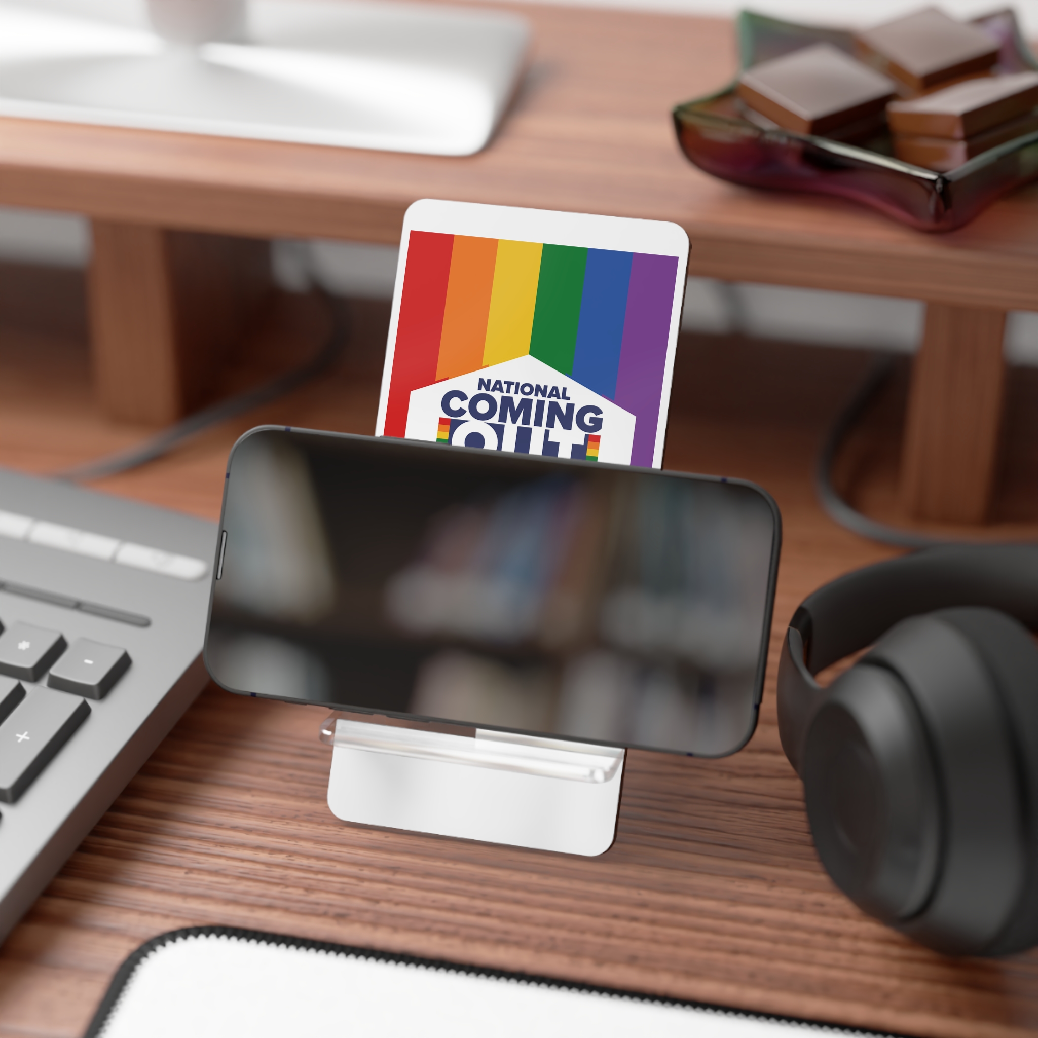 Coming Out Day Pride Month Lgbt Rainbow Flag Diversity Equality Free Love Vector Poster Mobile Display Stand For Smartphones - Image 4