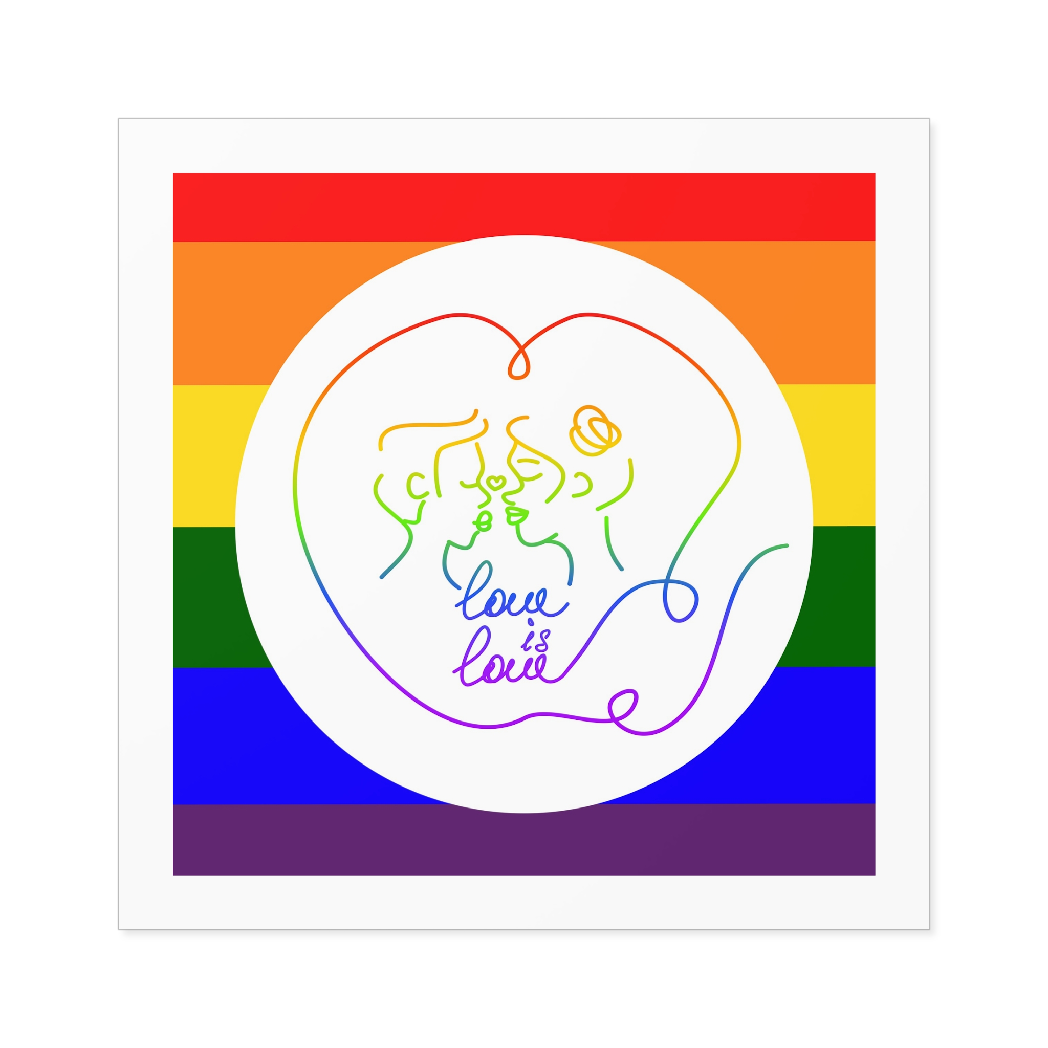 Poster With Kissing Woman Hand Lettering Love Is Love Theme Month Pride Lgbtq Love Background Laminate Stickers Square - Image 49