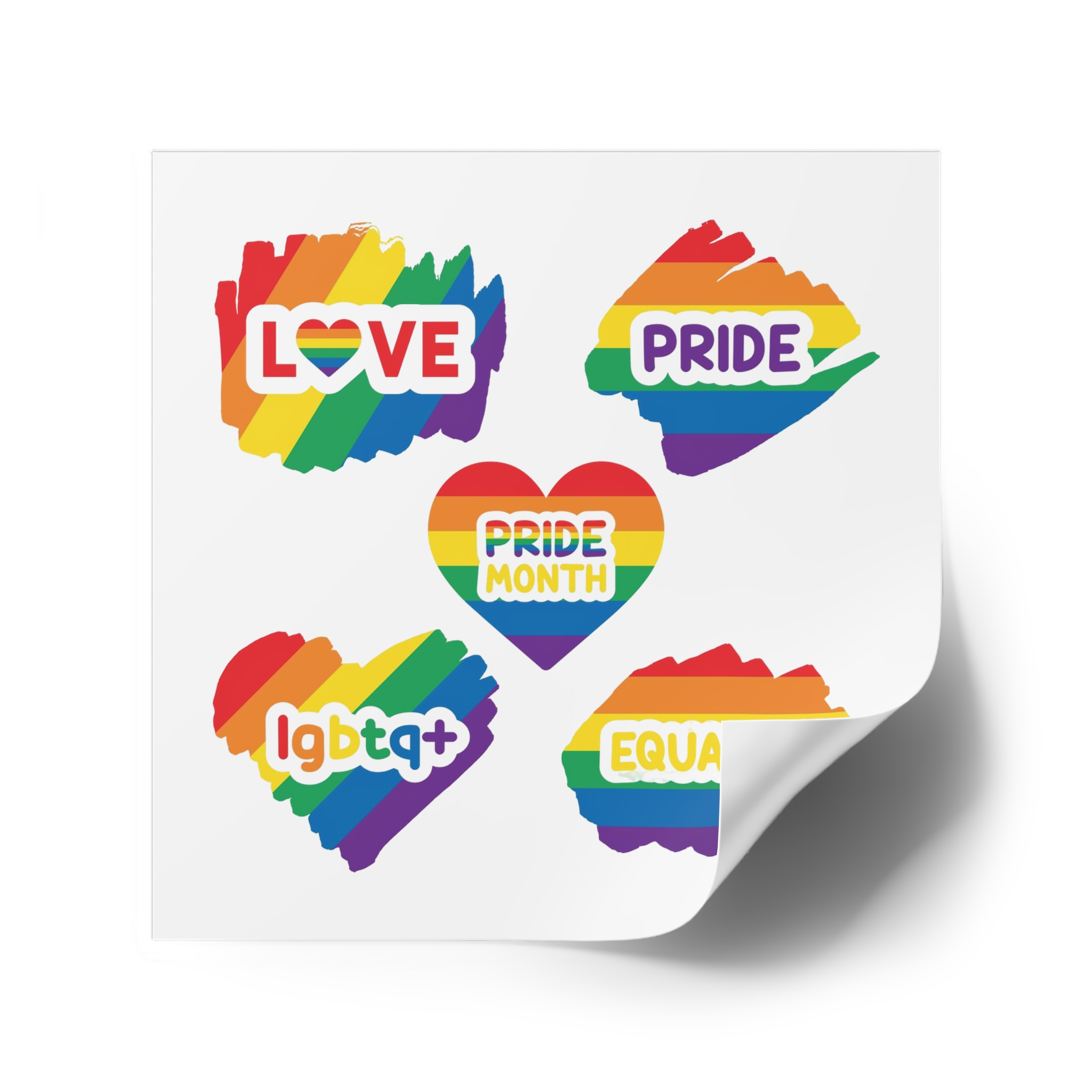 Pride Month Stickers Rainbow Lgbtq Flag Love Equality Laminate Stickers Square - Image 74