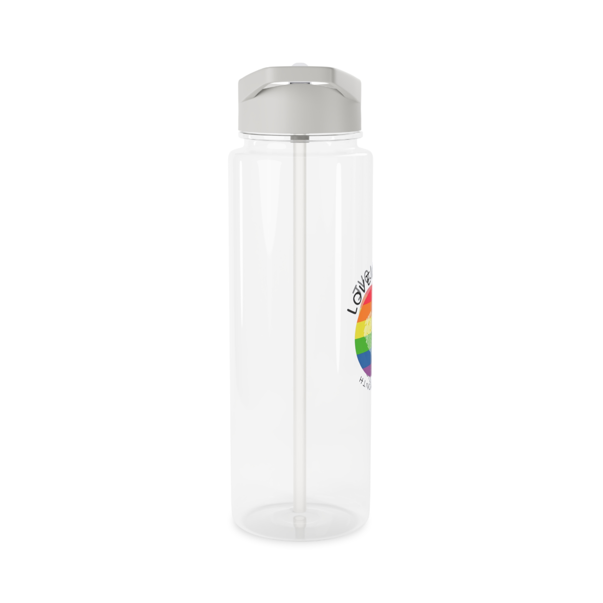 Lgbt Pride Month Love Is Love Lgbtq Symbol With Lgbt Pride Round Rainbow Flag With Heart Gay Pride Tritan Water Bottle - Image 8