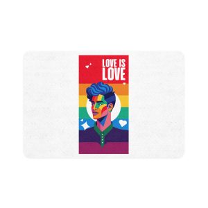 Poster Man With Rainbow Colored Face Rainbow Colored Background Pet Food Mat 12x18