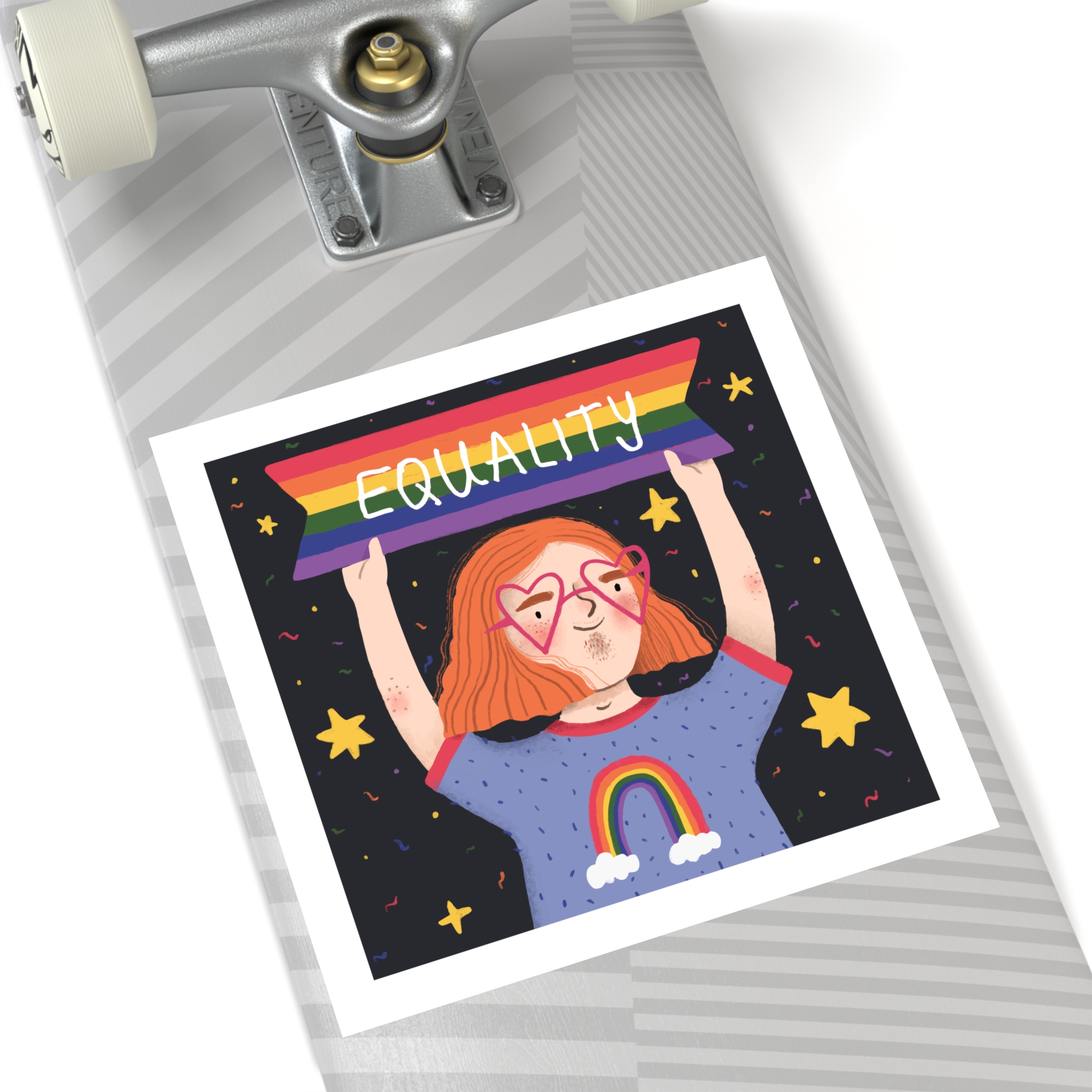 Pride Day Concept Equality Message Laminate Stickers Square - Image 64