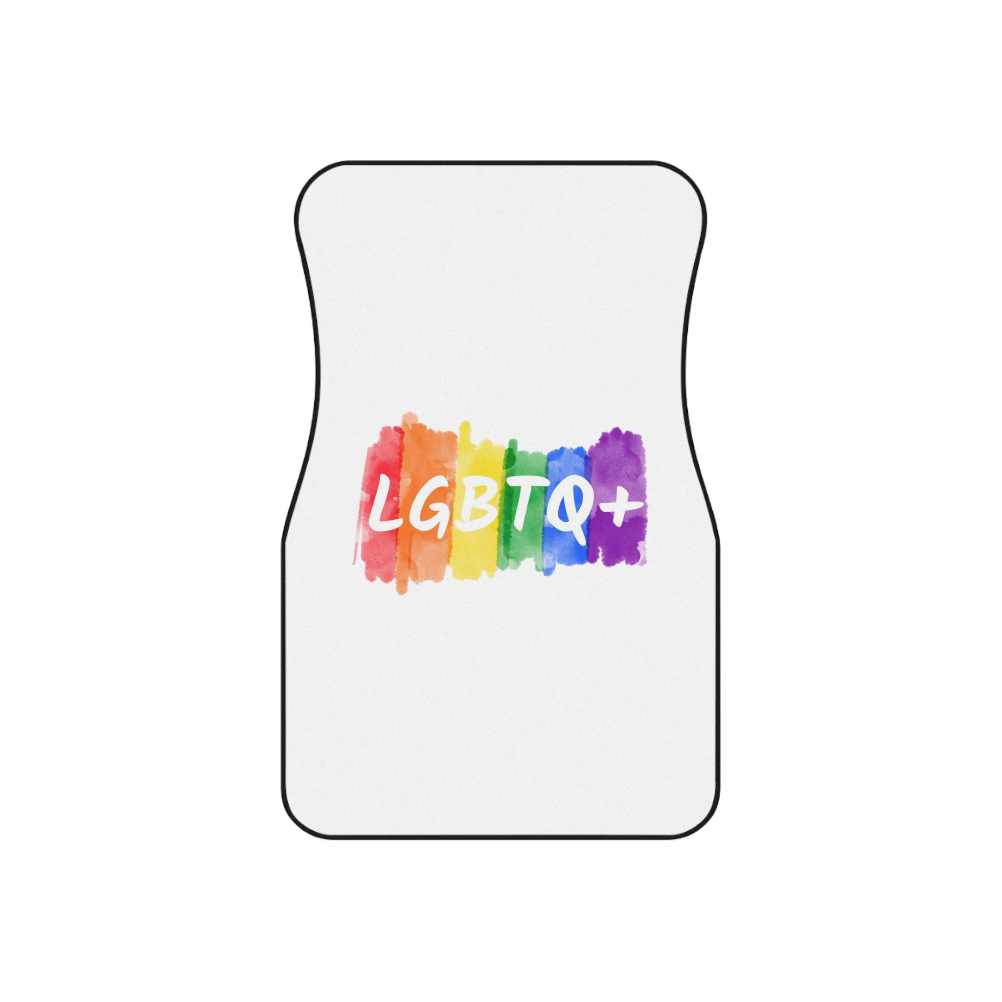 Lgbtq Logo Lettering Text Vector Rainbow Watercolor Paint Textured Colorful Stripes Car Mats Set Of 4 - Image 2