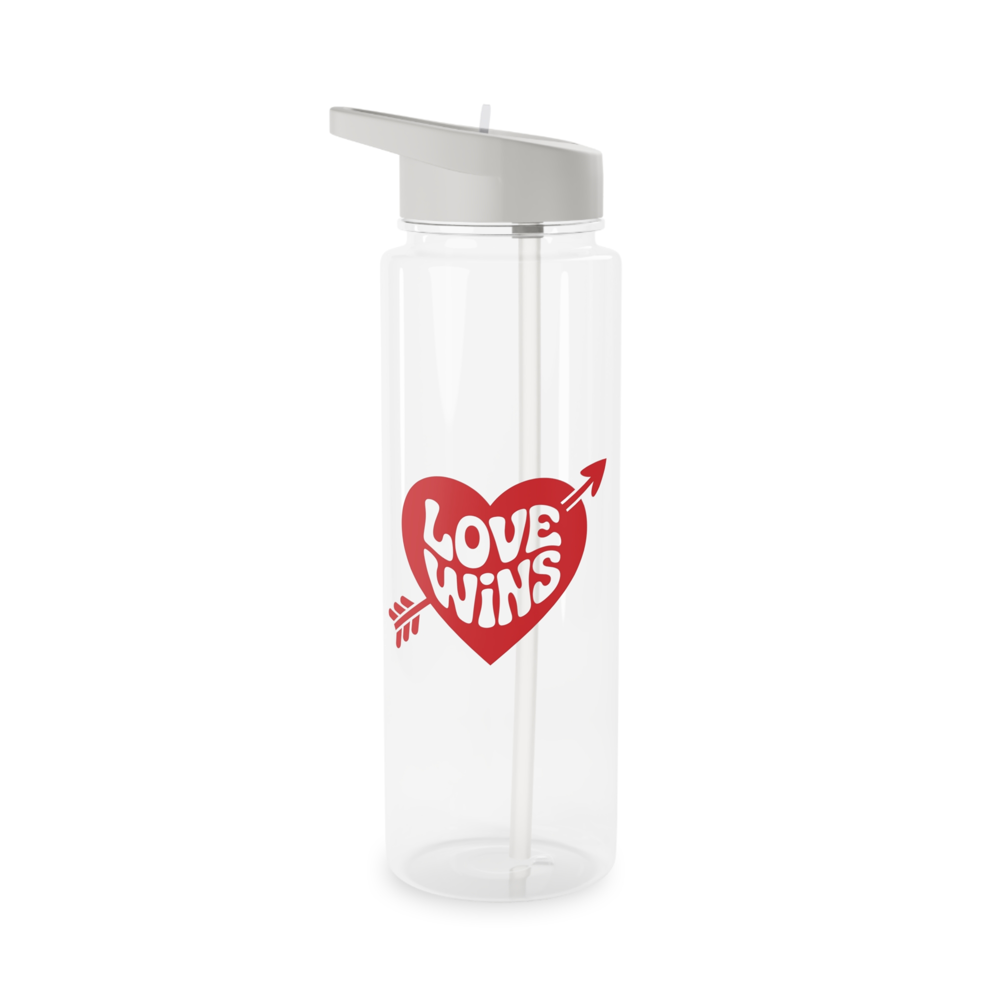 Love Wins Inscription Red Heart Pierced With Cupid39s Arrow Transparent Background Tritan Water Bottle - Image 5