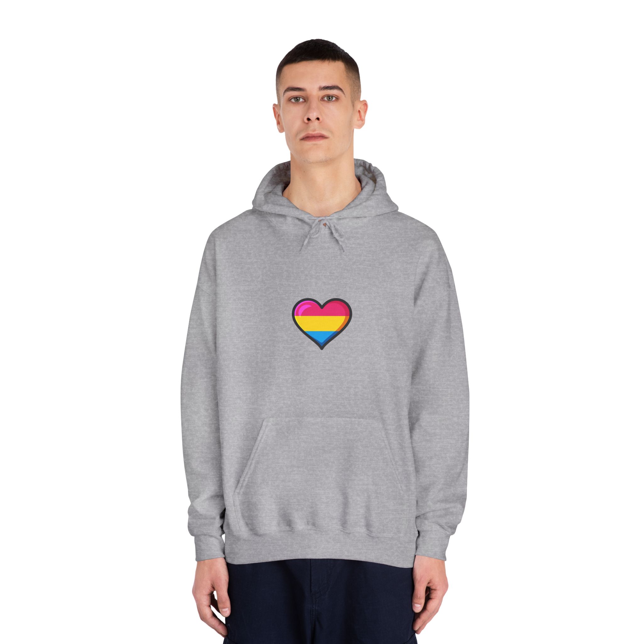 Pansexual Pride Flag Heart Shape Vector Illustration Unisex Dryblend Hooded Sweatshirt - Image 15