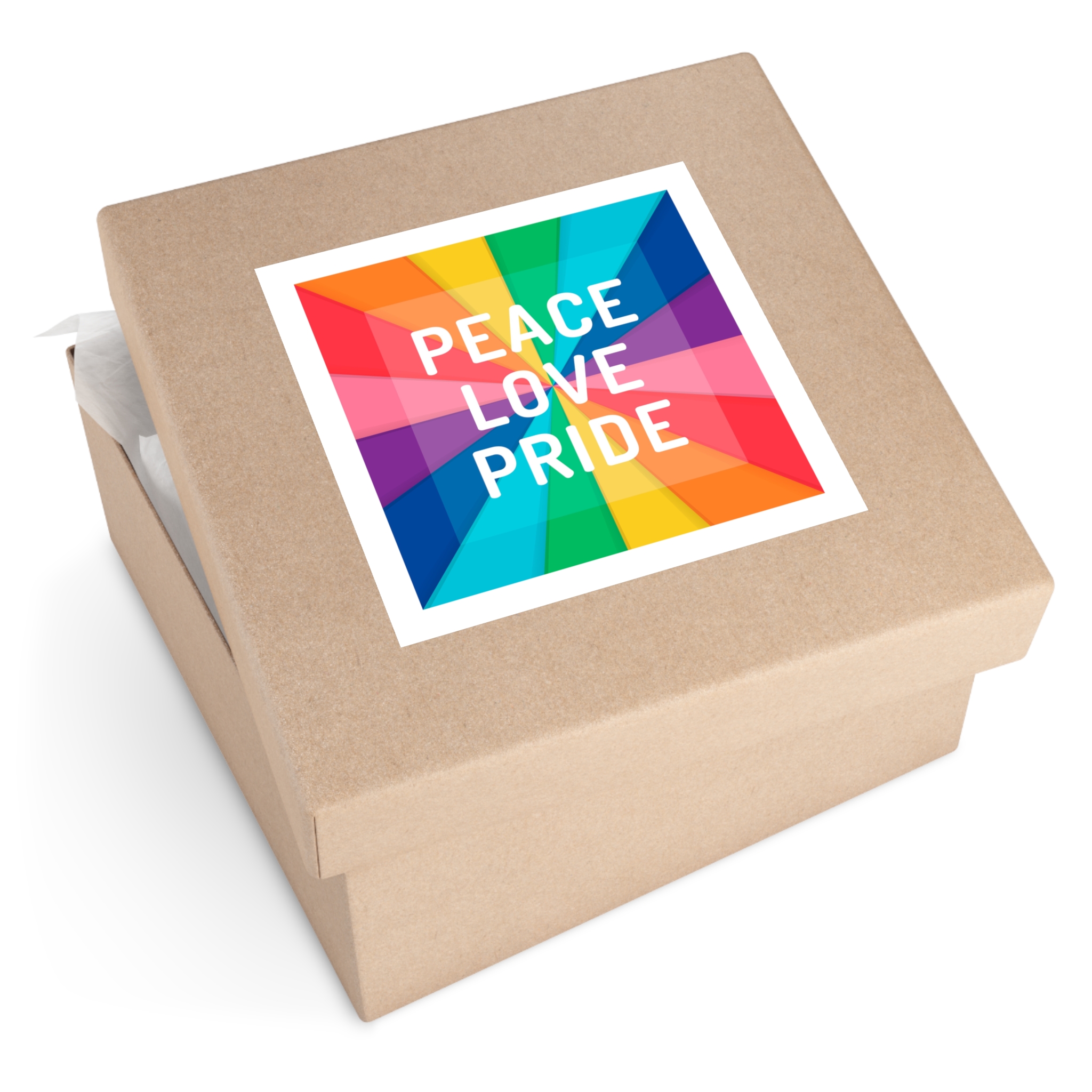 Rainbow Colored Background With Peace Love Pride Concept Pride Month Laminate Stickers Square - Image 51