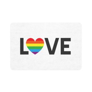 Vector Lgbt Rainbow Flag Love Heart Lettering Pet Food Mat 12x18