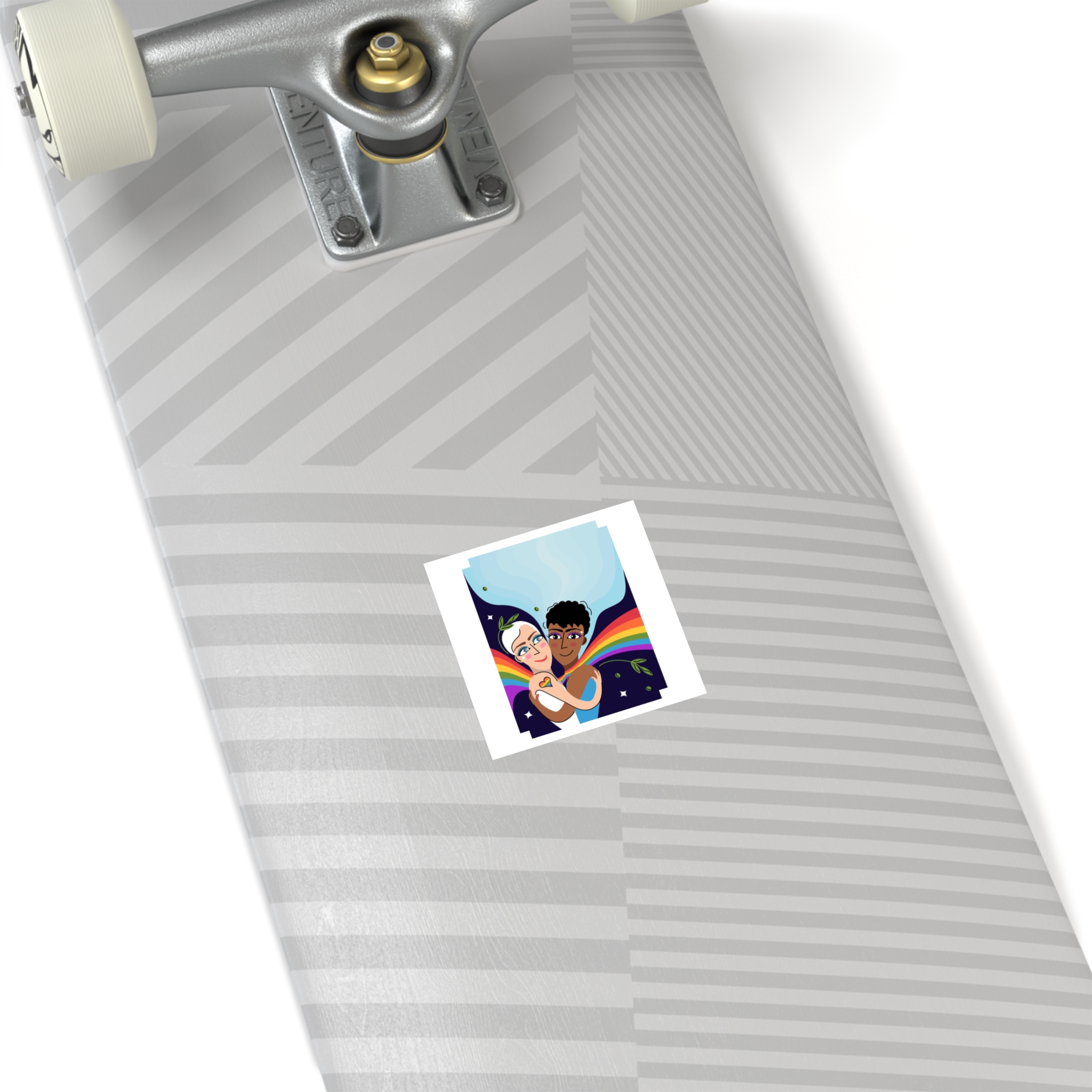 Interracial Lgbtq Men Romantic Relationships Cartoon Style Vector Card Laminate Stickers Square - Image 4