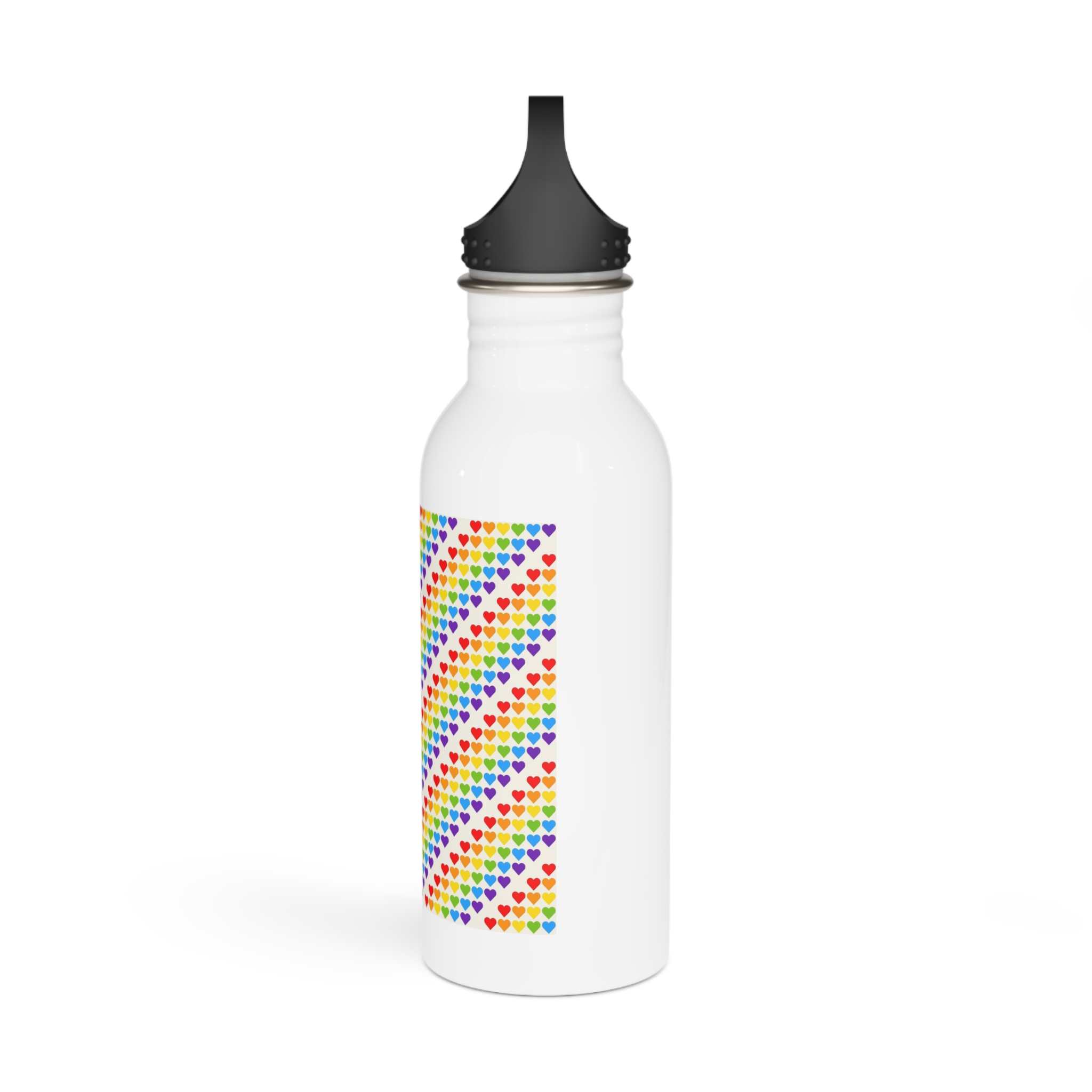 Rainbow Heart Mosaic Seamless Vector Pattern Stainless Steel Water Bottle - Image 4
