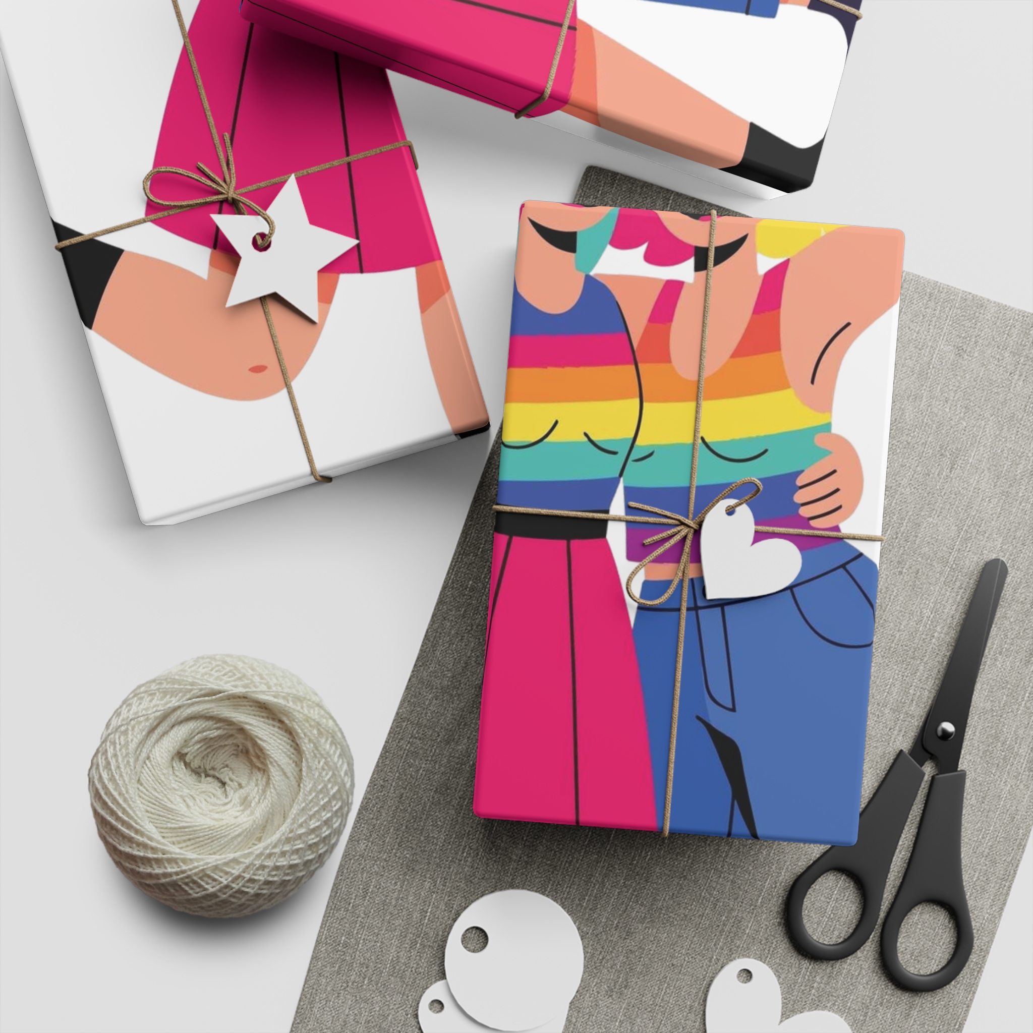 Two Happy Women Celebrating With Pride Flag Colors Gift Wrapping Paper Sheets 1pc - Image 5