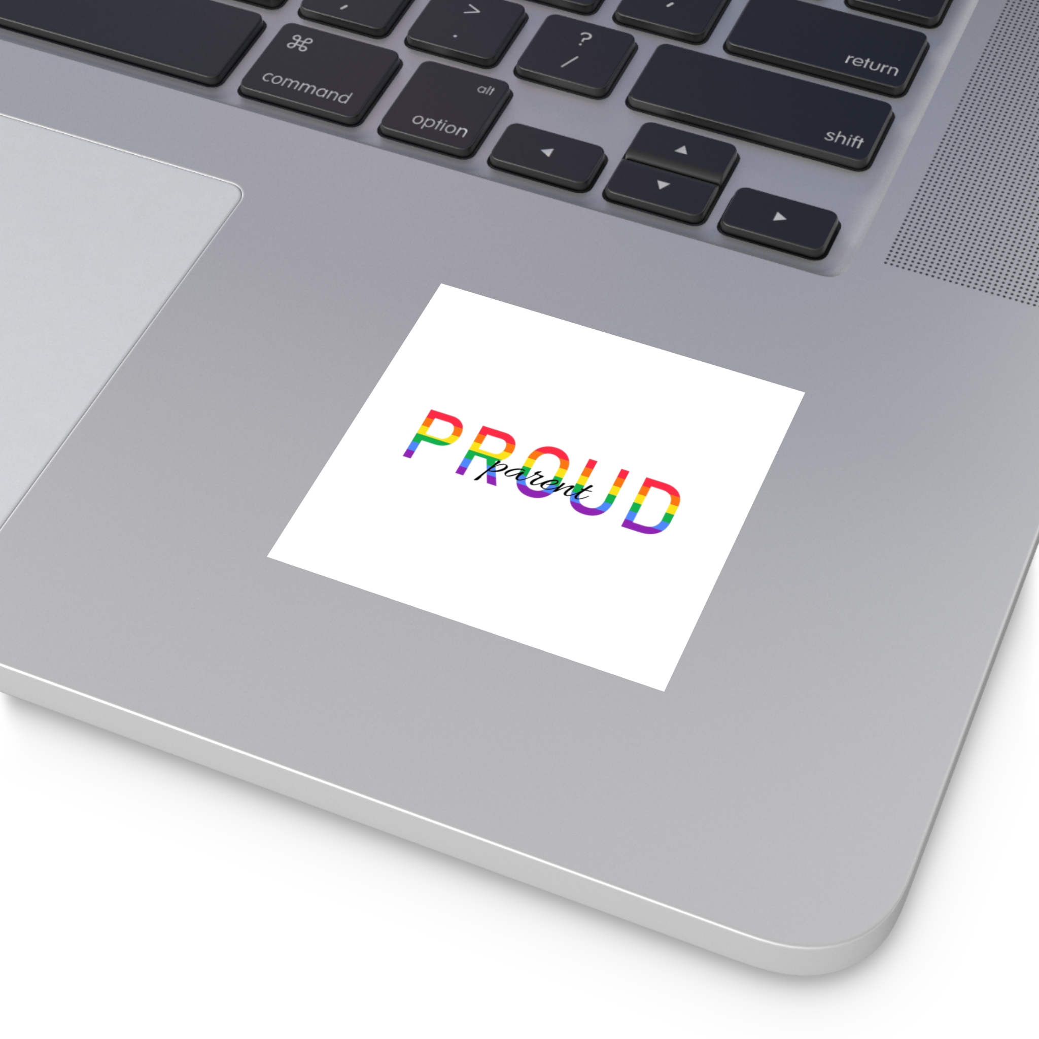 Proud Parent Letering Rainbow Colors Lgbt Flag Lgbt Parents Community Support Laminate Stickers Square - Image 11