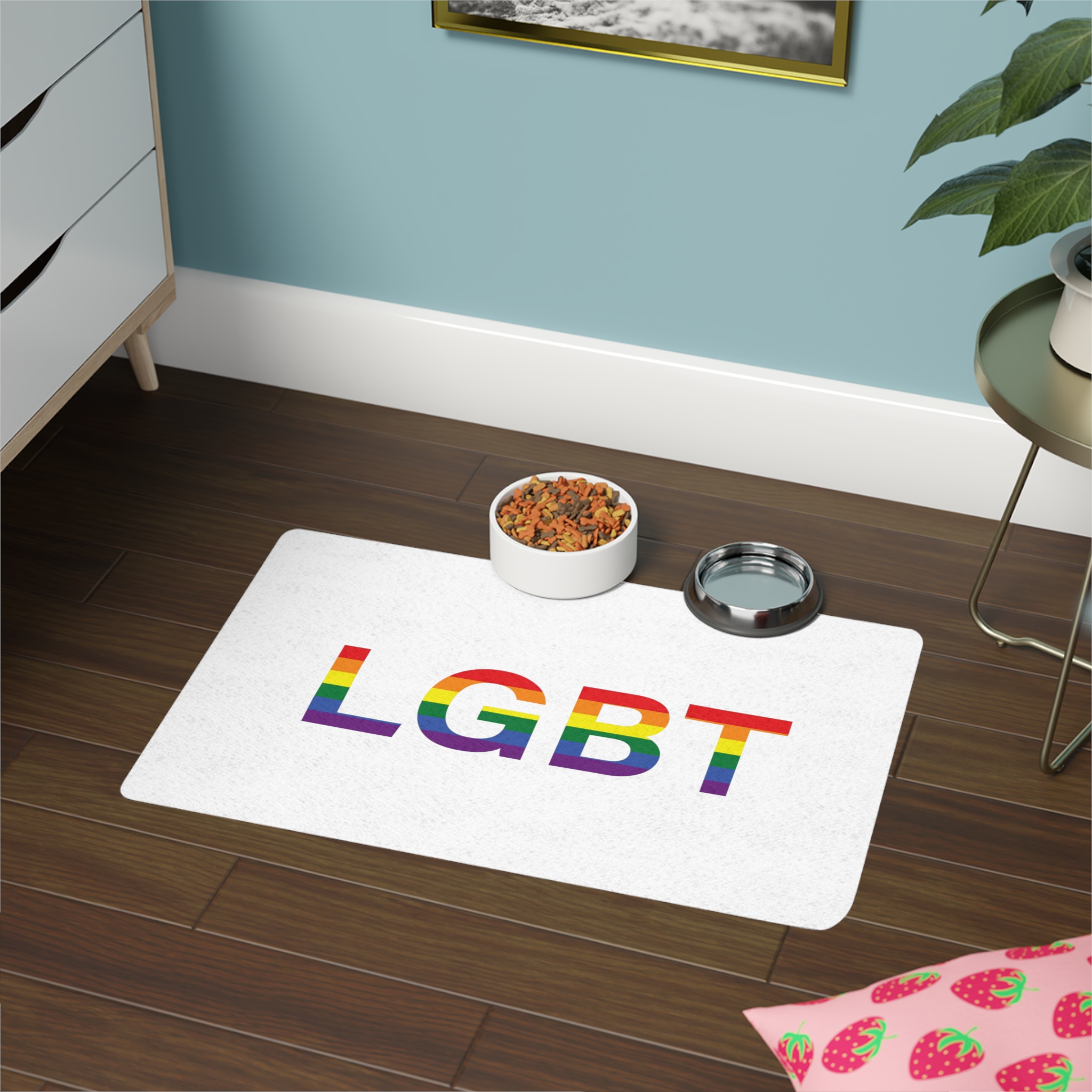 Lgbt Word Text Letter Rainbow Color Flag Isolated White Background Vector Illustration Pet Food Mat 12x18 - Image 4