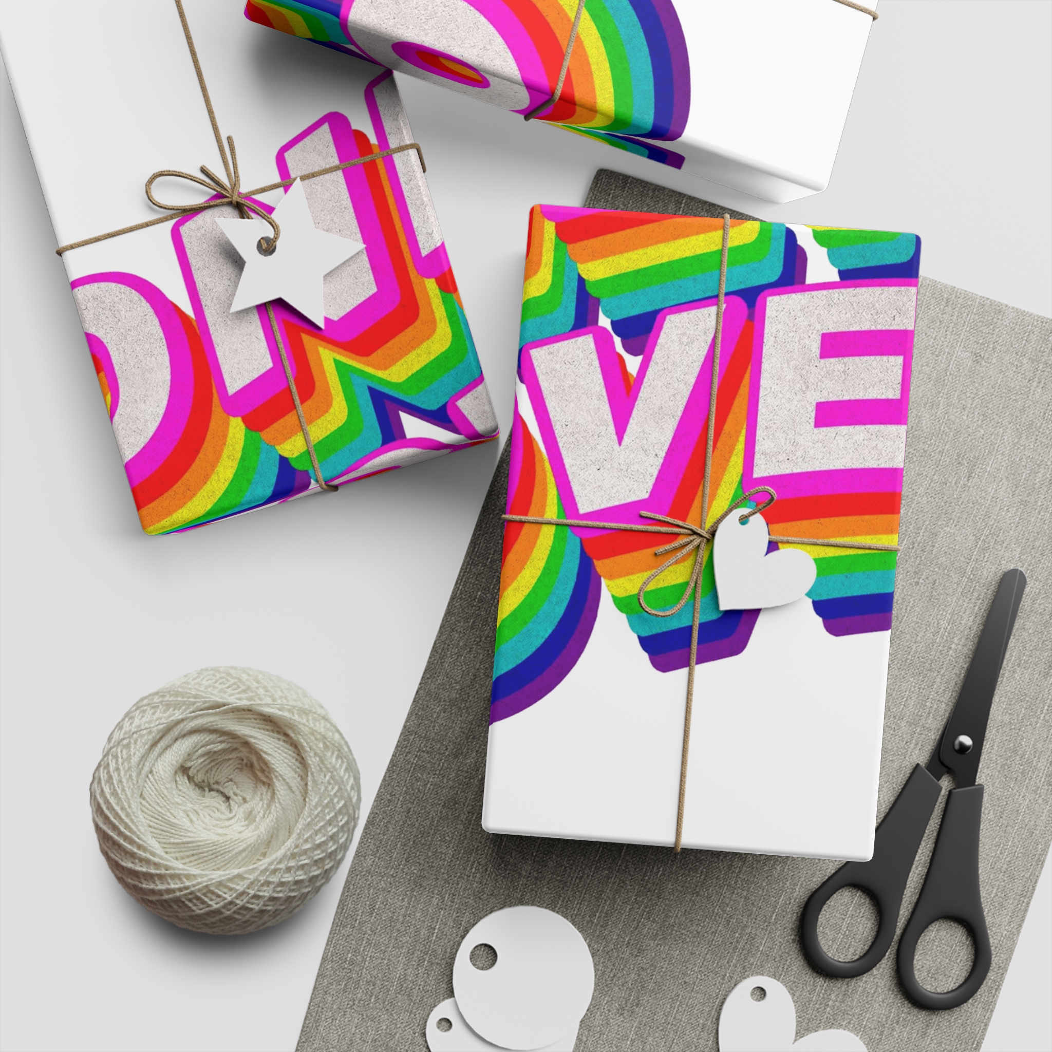 Rainbow Word Only Love Typography Design Element Gift Wrapping Paper Sheets 1pc - Image 2